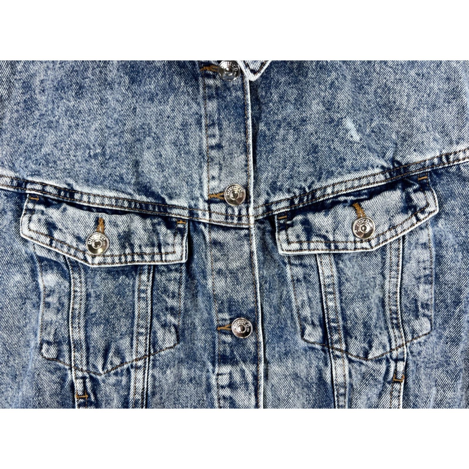 Vintage VINTAGE Divided Jacket Women M Denim Blue Trucker Cotton Blend Button Up Pockets 80s 90s Size 32" / US 10 / IT 46 - 6 Thumbnail