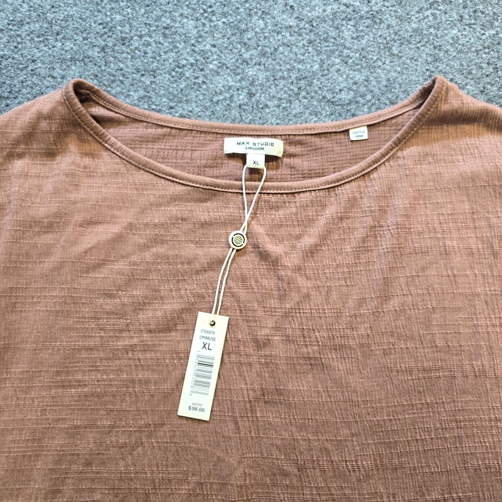 Vintage Max Studio Sweater Women XL Brown Texture Short Sleeve Stretch Boxy Capsule Blouse Knit Size XL / US 12-14 / IT 48-50 - 2 Thumbnail