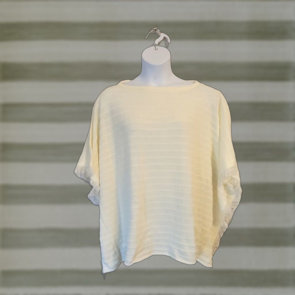 Dillard's Dillards Ivory Knit Poncho Sweater OS Acrylic Pullover Knit Women's One Size Casual Size ONE SIZE - 1 Thumbnail