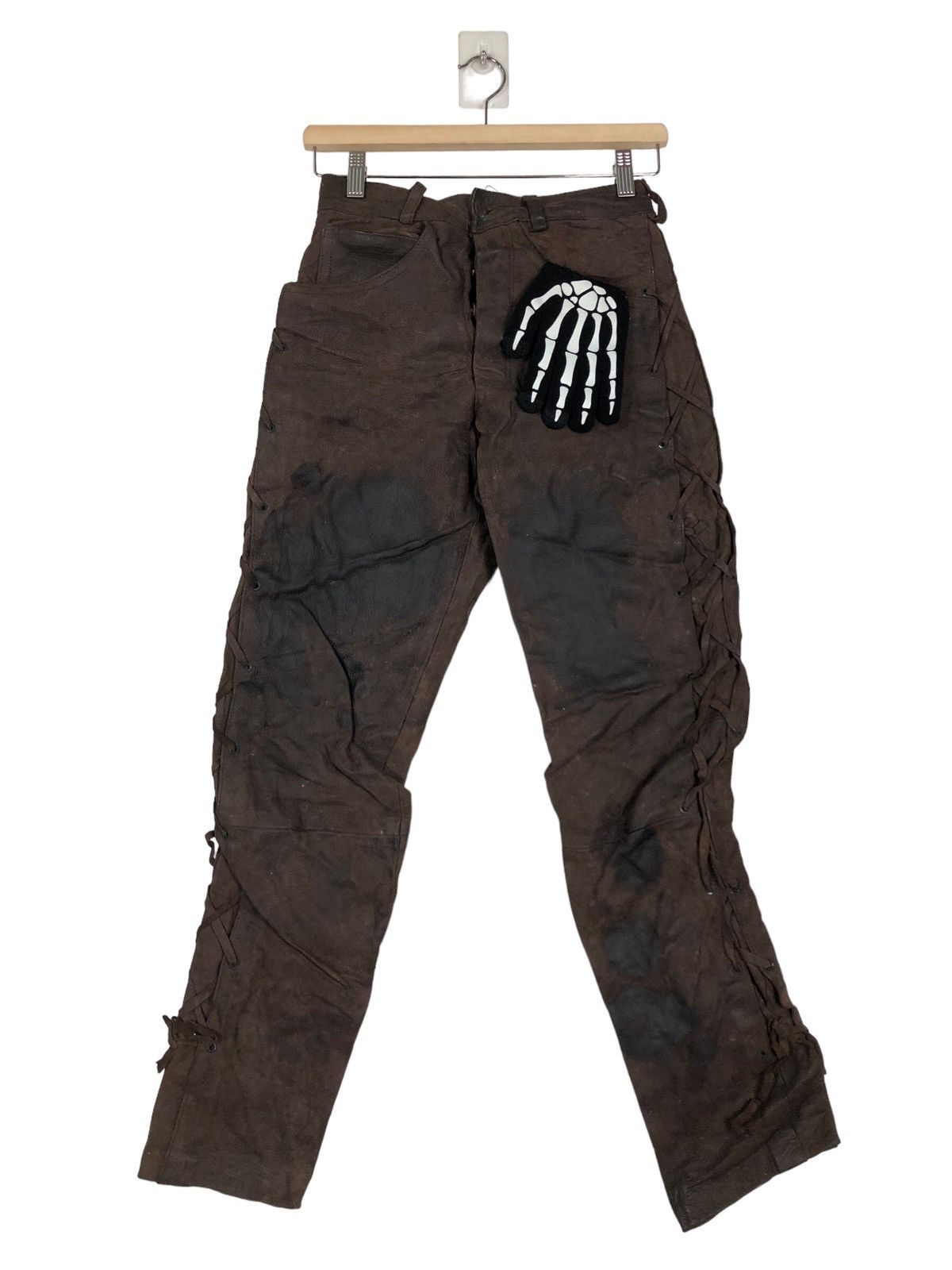 Genuine Leather 🔥Rare Bondage Parachute Biker Genuine Leather Pants Japan Size US 26 / EU 42 - 1 Thumbnail
