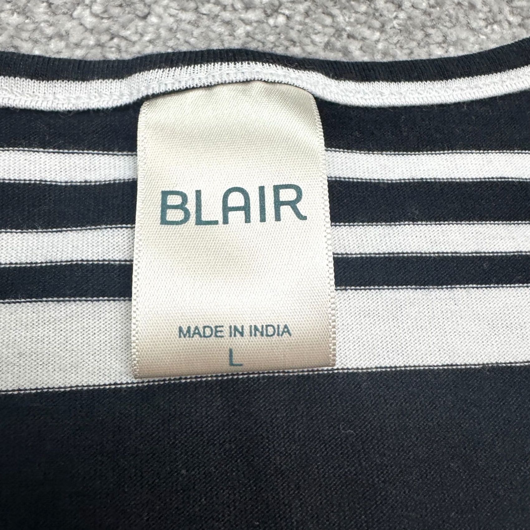 Blair Blair Striped Basic T-Shirt Womens Large Black White Crew Neck Short Sleeve Tee Size L / US 10 / IT 46 - 4 Thumbnail