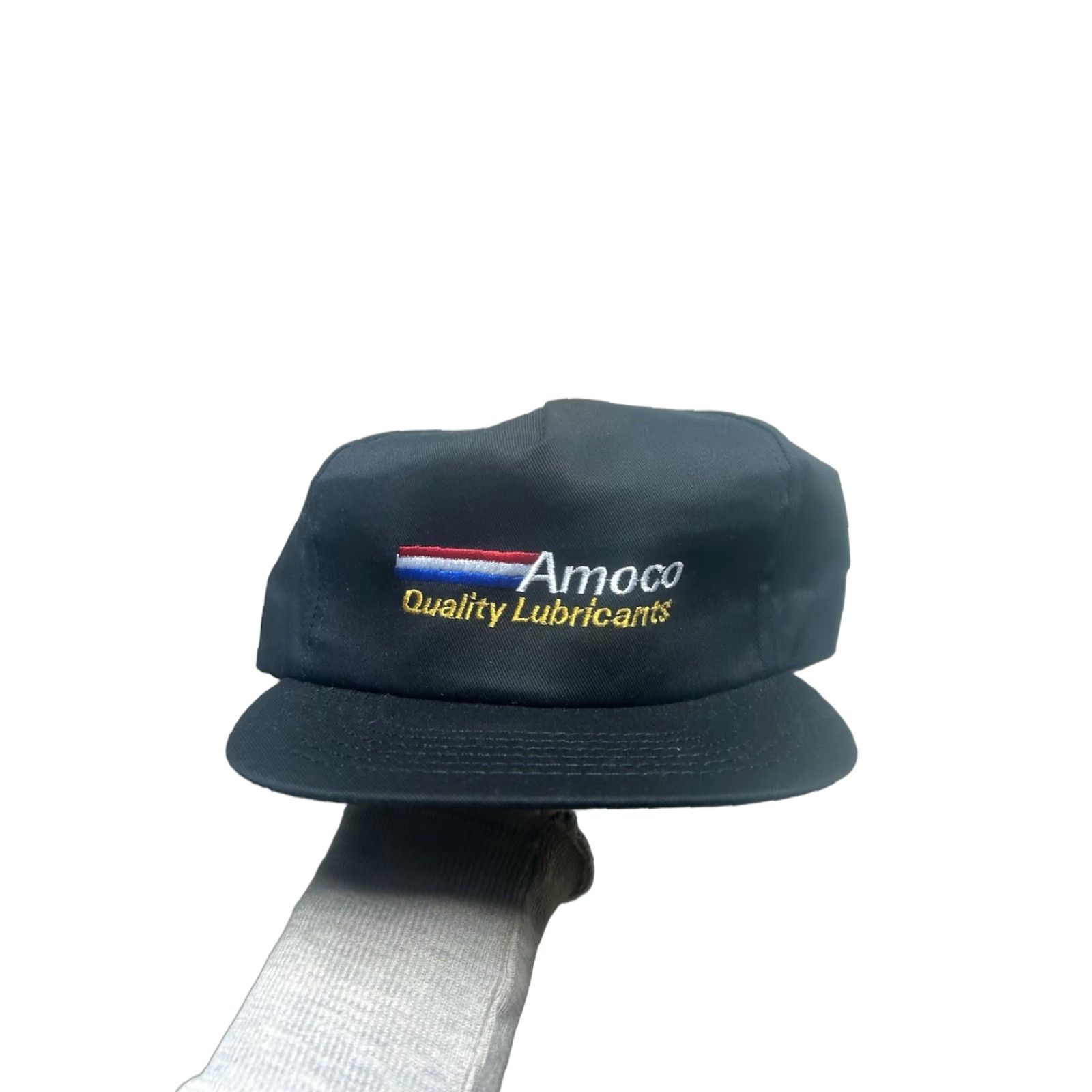Vintage VINTAGE 80s Snap-Back Hat Amoco Motor Oil Racing Black Made in USA Men Adjustable Cap USA Snap-Back Hat Size ONE SIZE - 1 Thumbnail