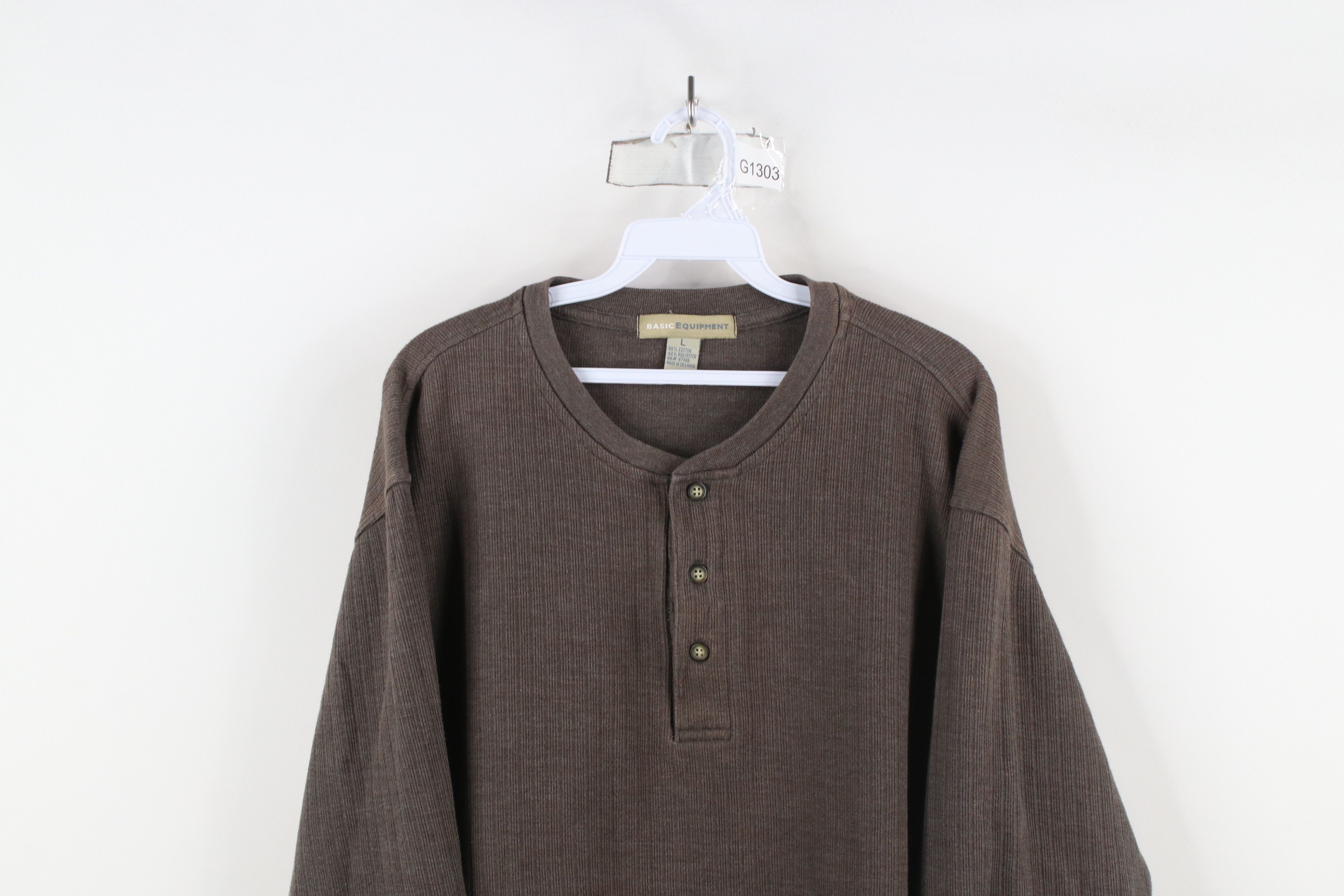 Vintage Vintage 90s Streetwear Knit Long Sleeve Henley T-Shirt Size US L / EU 52-54 / 3 - 2 Thumbnail