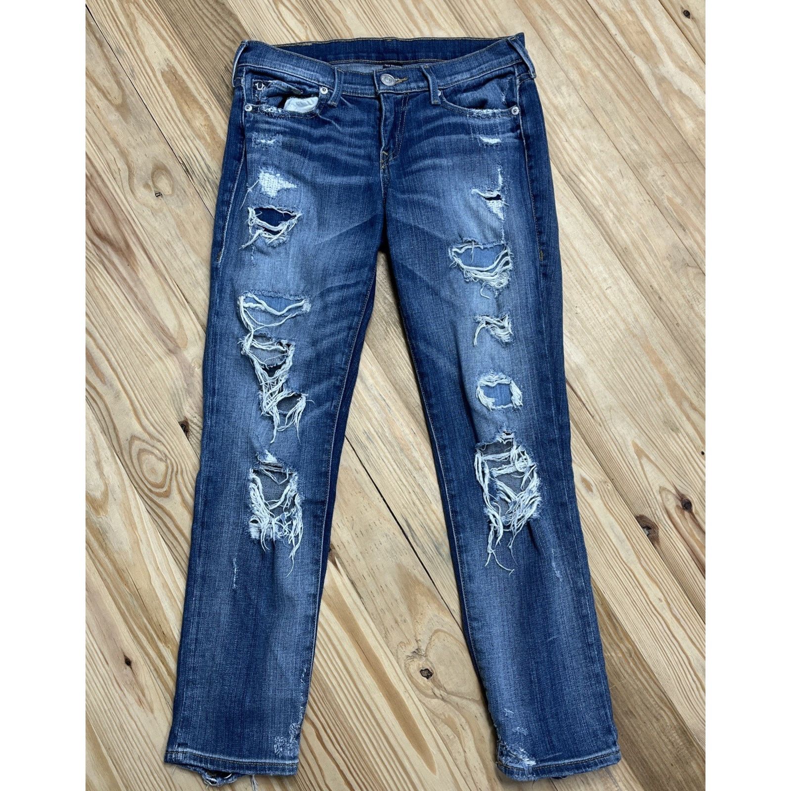 True Religion Womens True Religion Distressed Blue Jeans size 26 Size 26" / US 2 / IT 38 - 1 Thumbnail