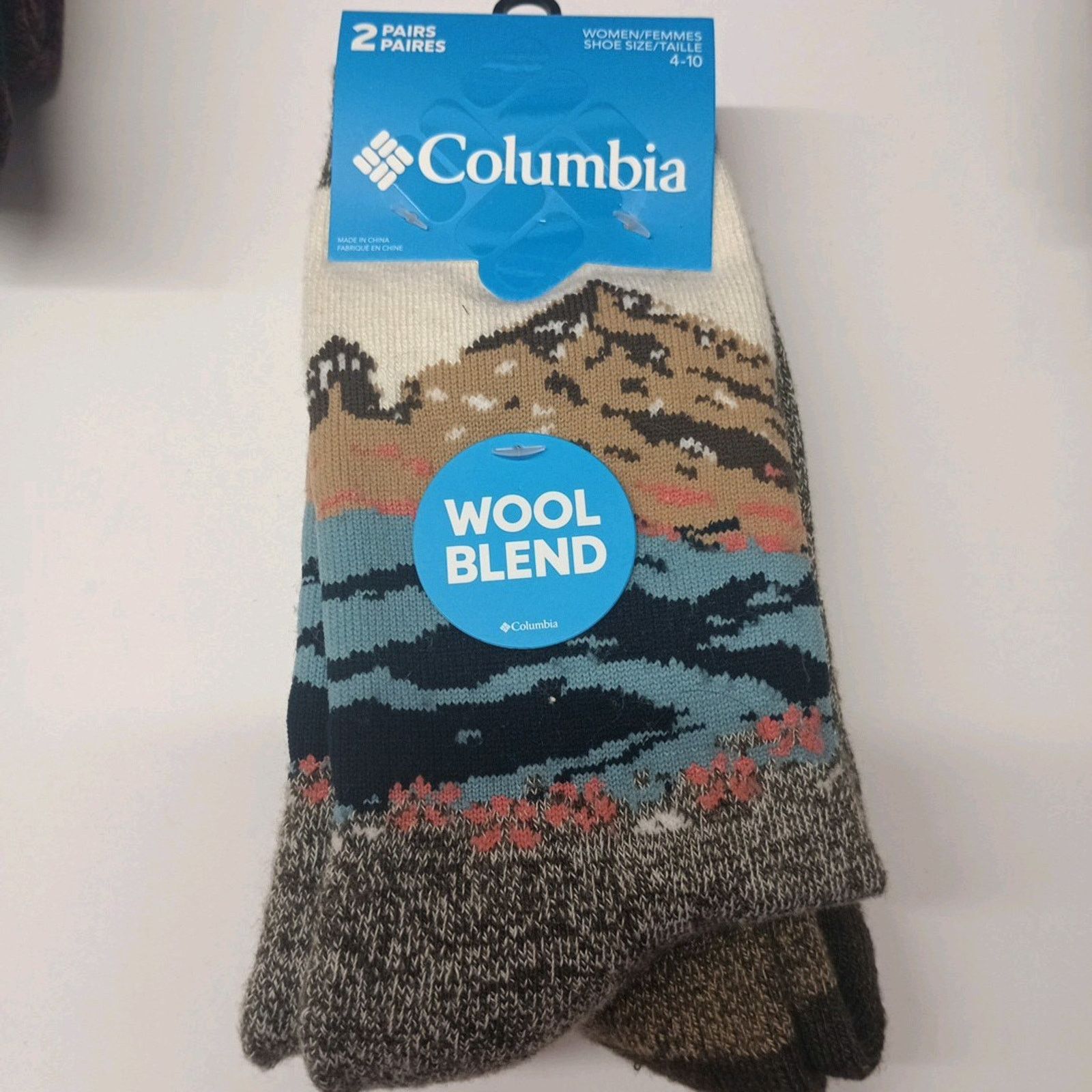 Columbia Women Columbia Striped Space-Dye Crew Socks 2 Pk Khaki Brown Size ONE SIZE - 1 Thumbnail