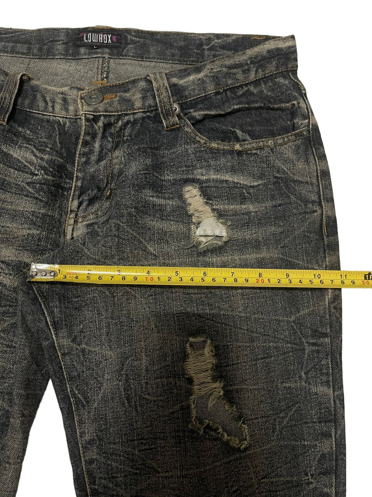 Japanese Brand Vintage Japan LowBox Distressed Style Flare Jeans Size US 33 - 12 Thumbnail
