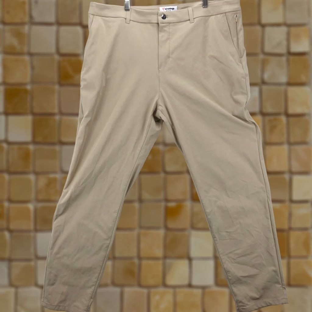 Vintage Birddogs Pants Mens 38x31.5 Khaki Tan Stretch Tapered Performance Zip Chino Regular 5-Pocket Size US 38 / EU 54 - 1 Thumbnail