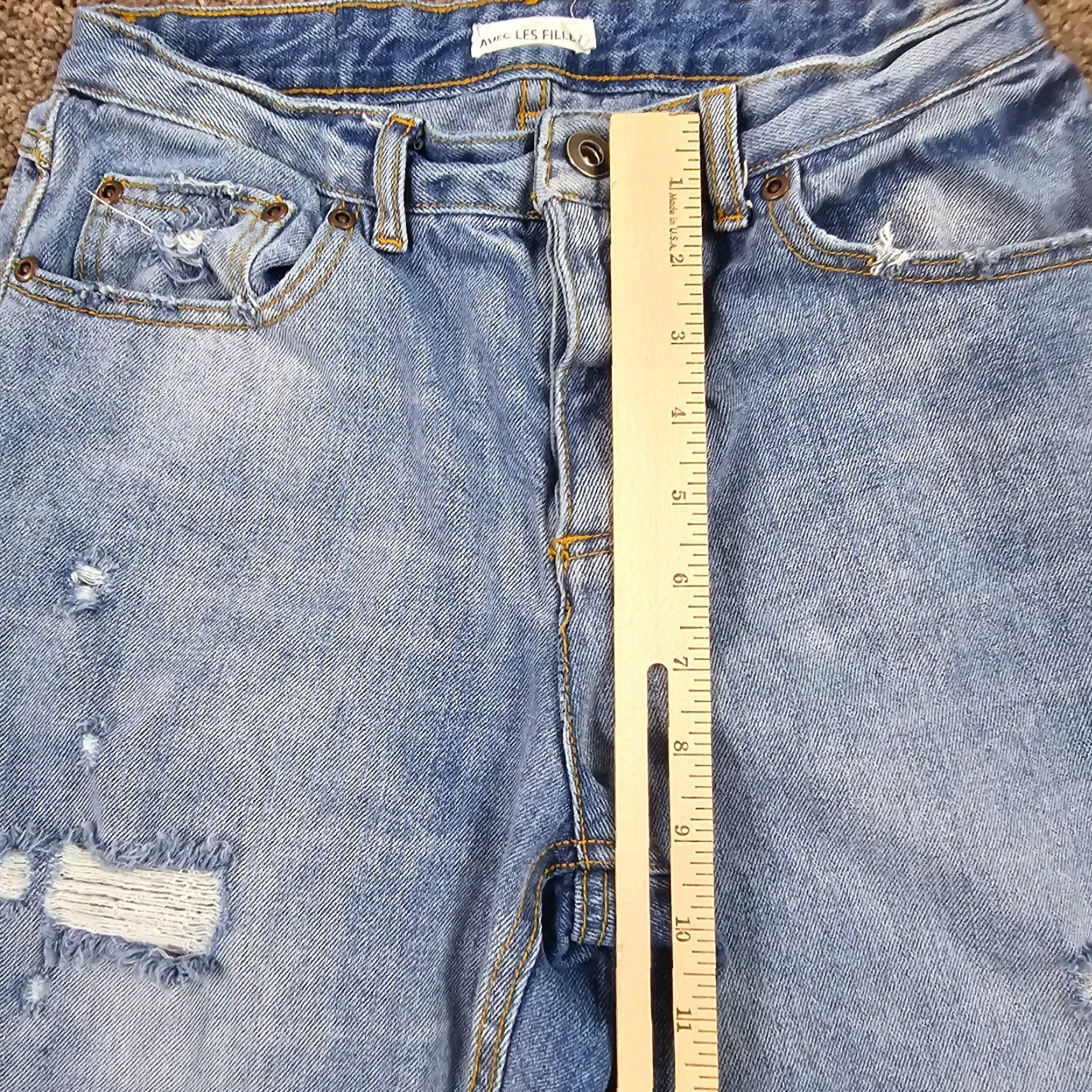 AVEC LES FILLES VINTAGE Avec Les Filles Jeans Womens 26 Straight Leg Distressed Blue 25x28 Size 26" / US 2 / IT 38 - 4 Thumbnail