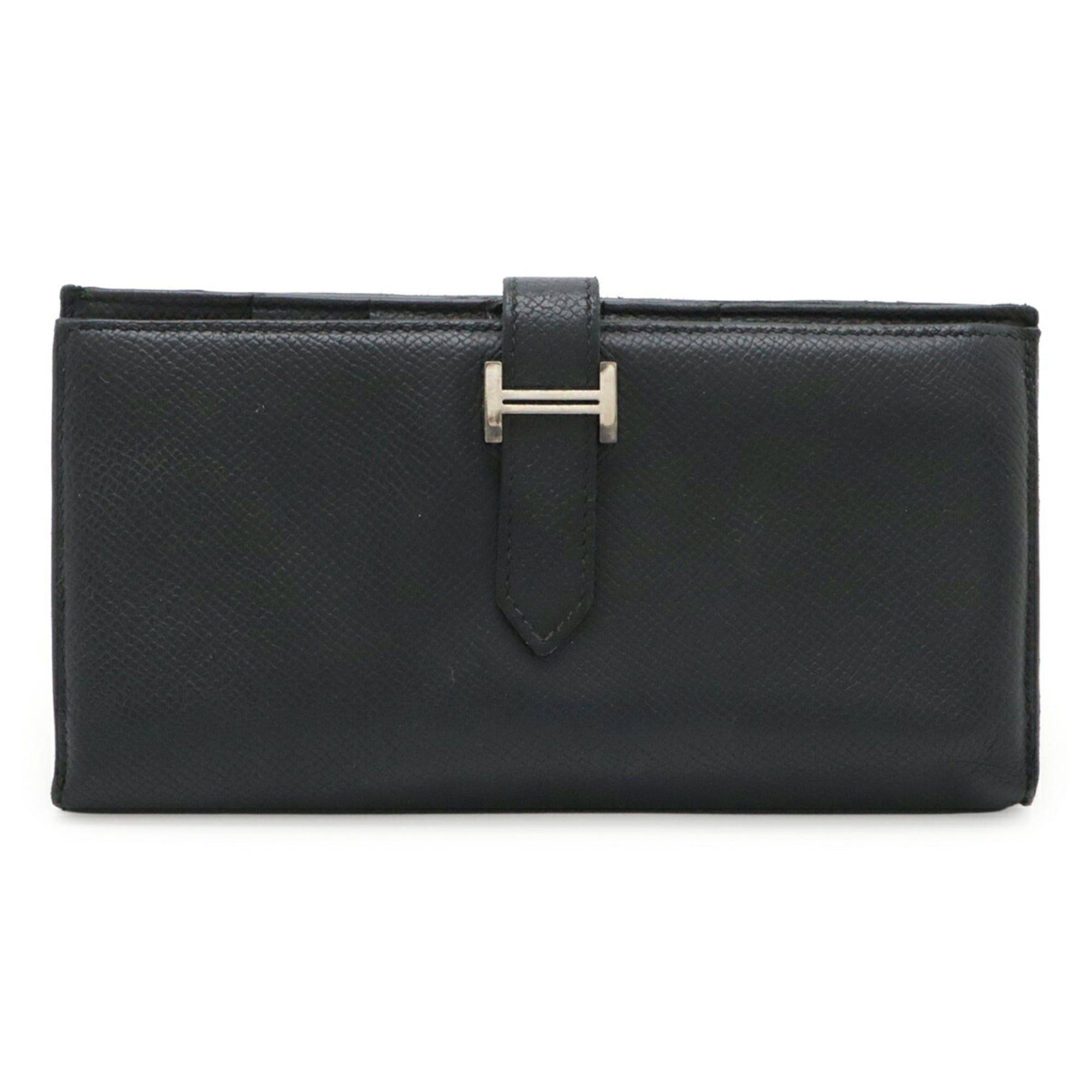 Hermes HERMES Bearn Soufflé Bi-fold Long Wallet, Veau Epsom Leather, Black, T Stamp Size ONE SIZE - 1 Thumbnail