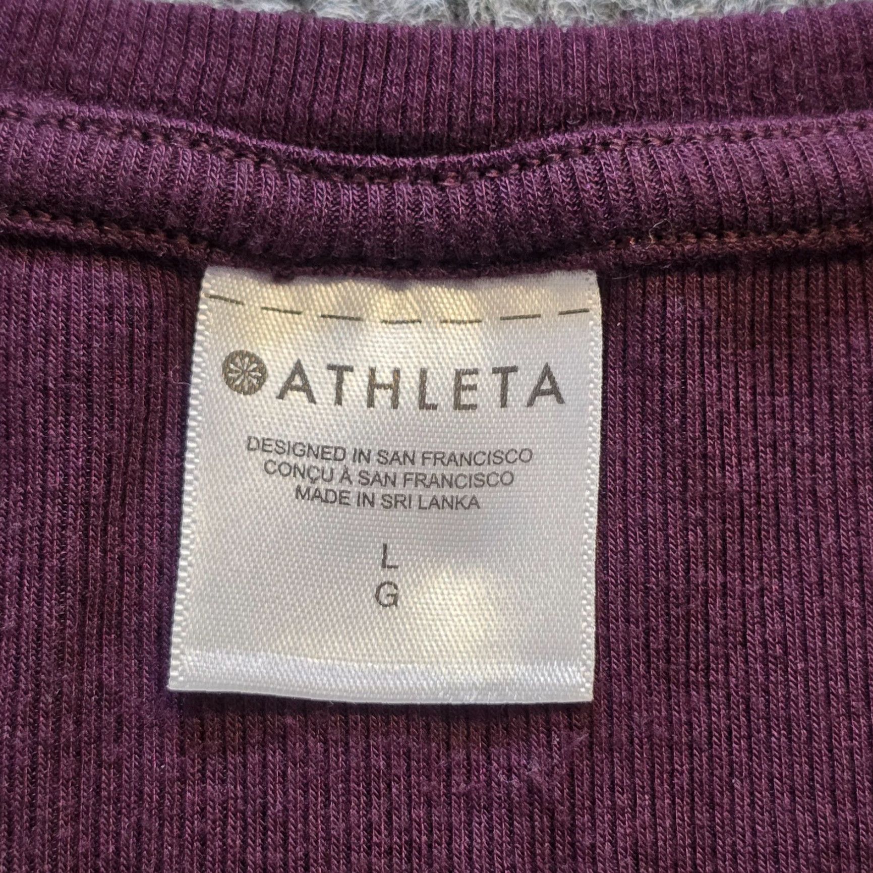 Athleta Athleta Top Womens L Purple Burgundy Ribbed Long Sleeve Casual Shirt Womens L Size L / US 10 / IT 46 - 4 Thumbnail