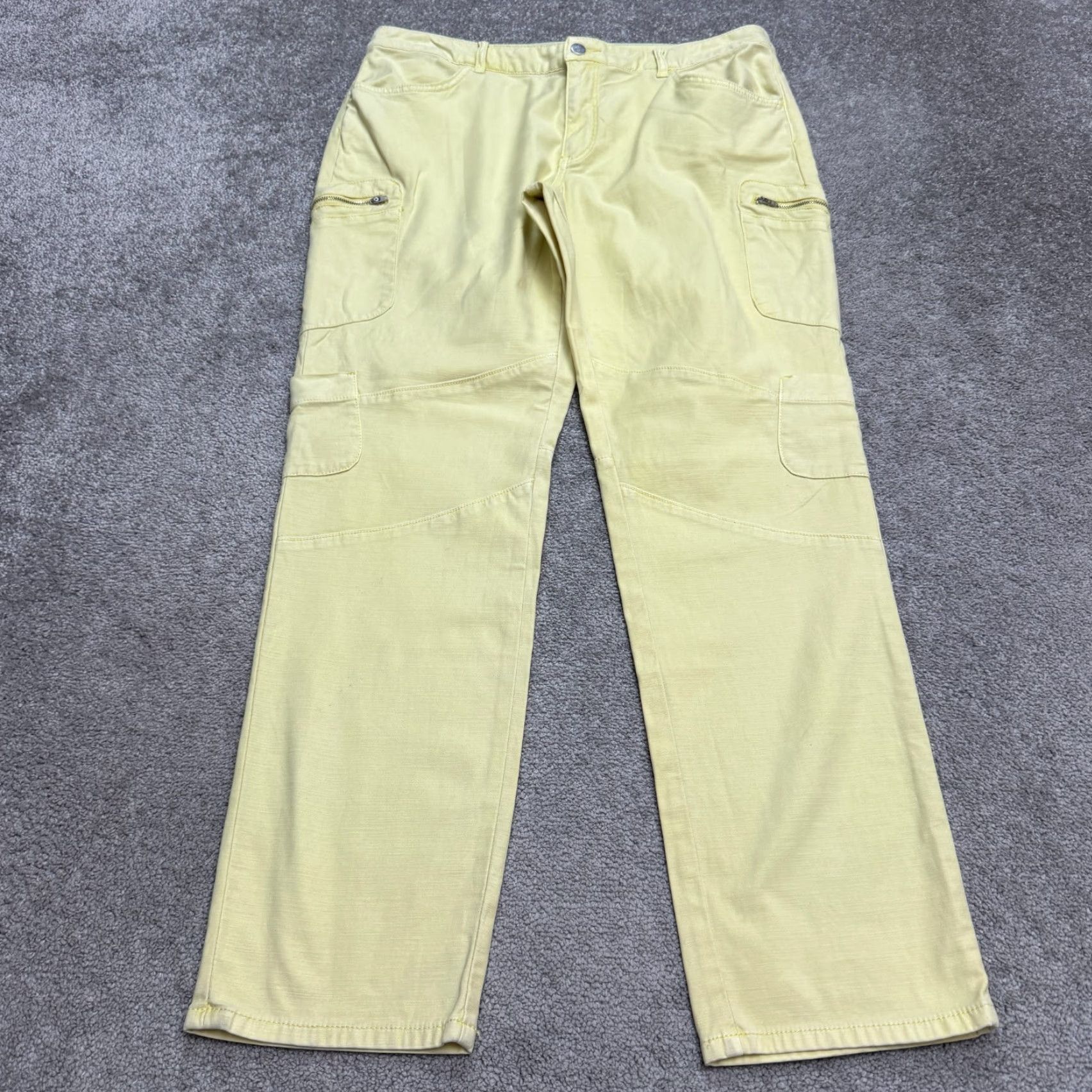 Vintage Pilcro Pants Cargo Utility Women 32T Tall Yellow Cotton Spandex Straight Pockets Breathable Casual Vintage: No Size 24" / US 00 / IT 34 - 2 Thumbnail