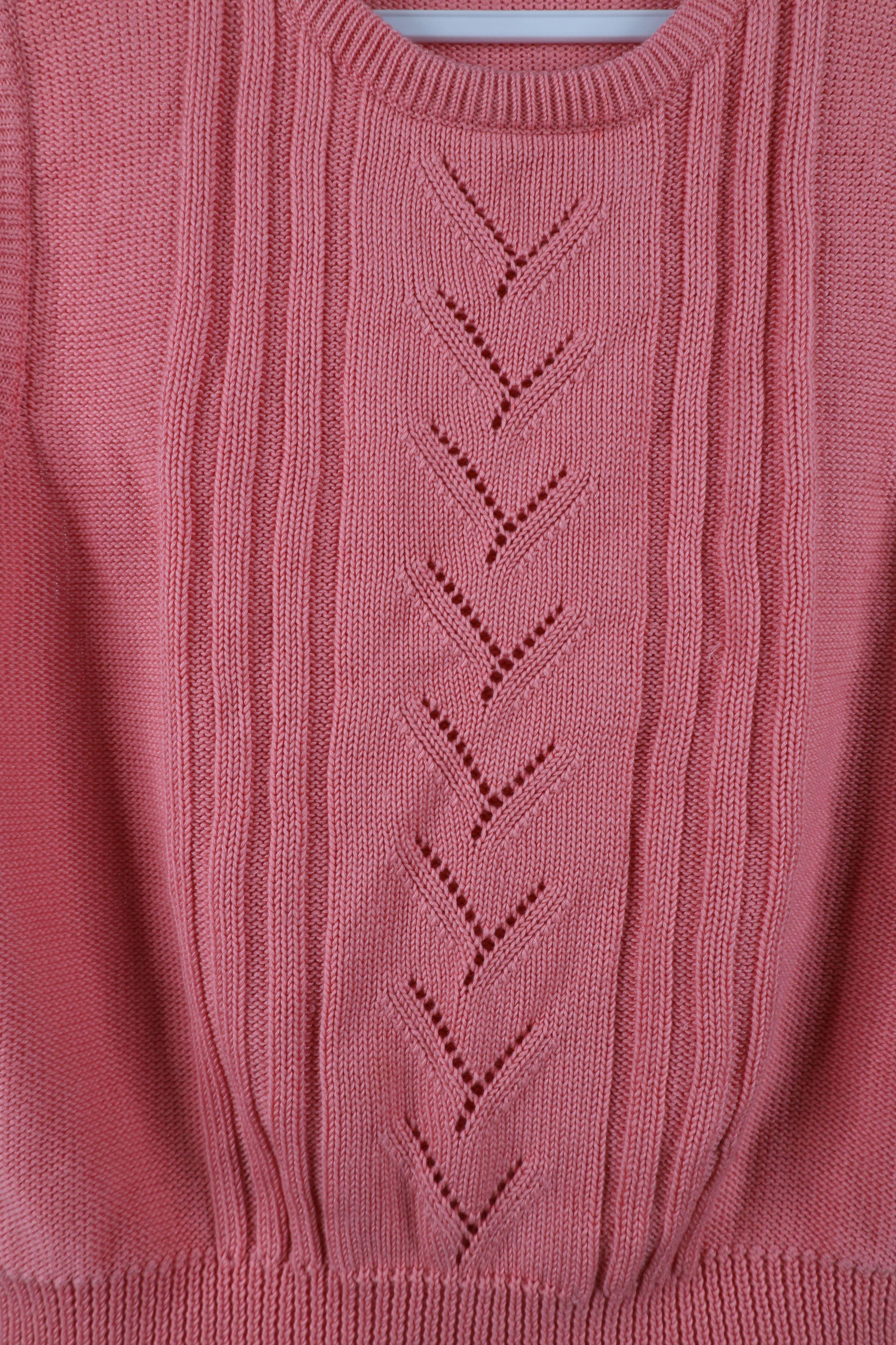 Vintage Vintage 90s Streetwear Chunky Ribbed Knit Sweater Vest Pink Size L / US 10 / IT 46 - 4 Thumbnail