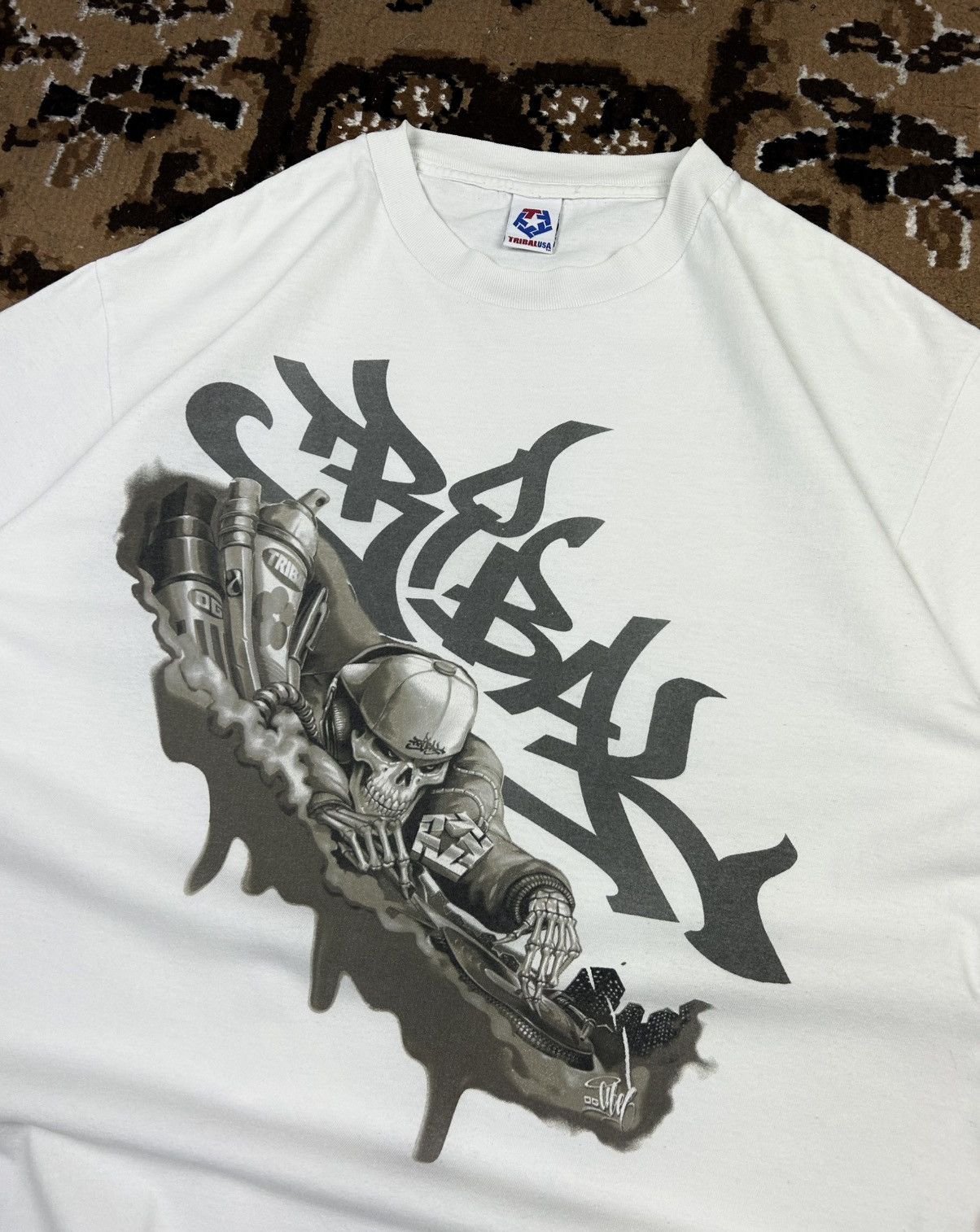 Tribal Streetwear × Vintage Vintage Tribal USA Tee Shirt Rare Skull Print Y2K Size US L / EU 52-54 / 3 - 5 Thumbnail