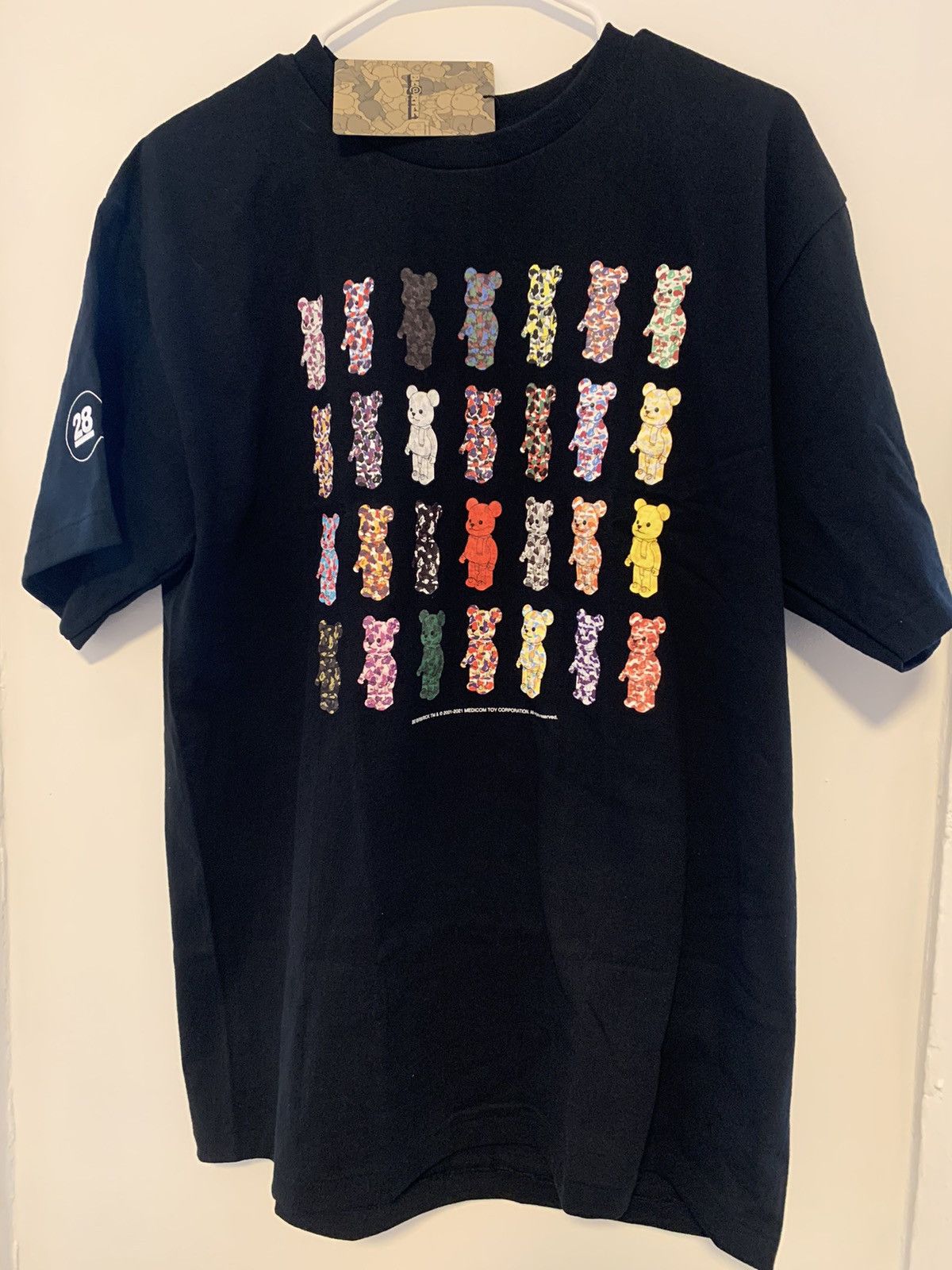 image of Bape X Medicom Be@rbrick 28Th Anniversary Tee in Black, Men's (Size XL)