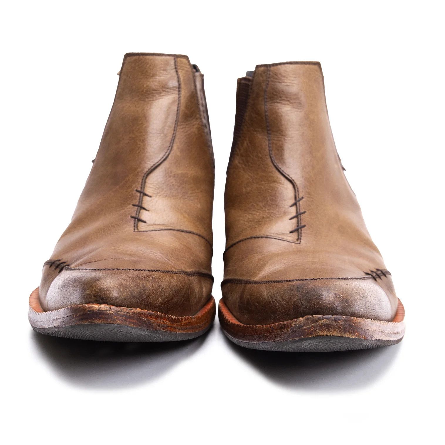 Jean Paul Gaultier Brown Leather Short Ankle Boots with Side Gore Size US 7 / EU 40 - 4 Thumbnail