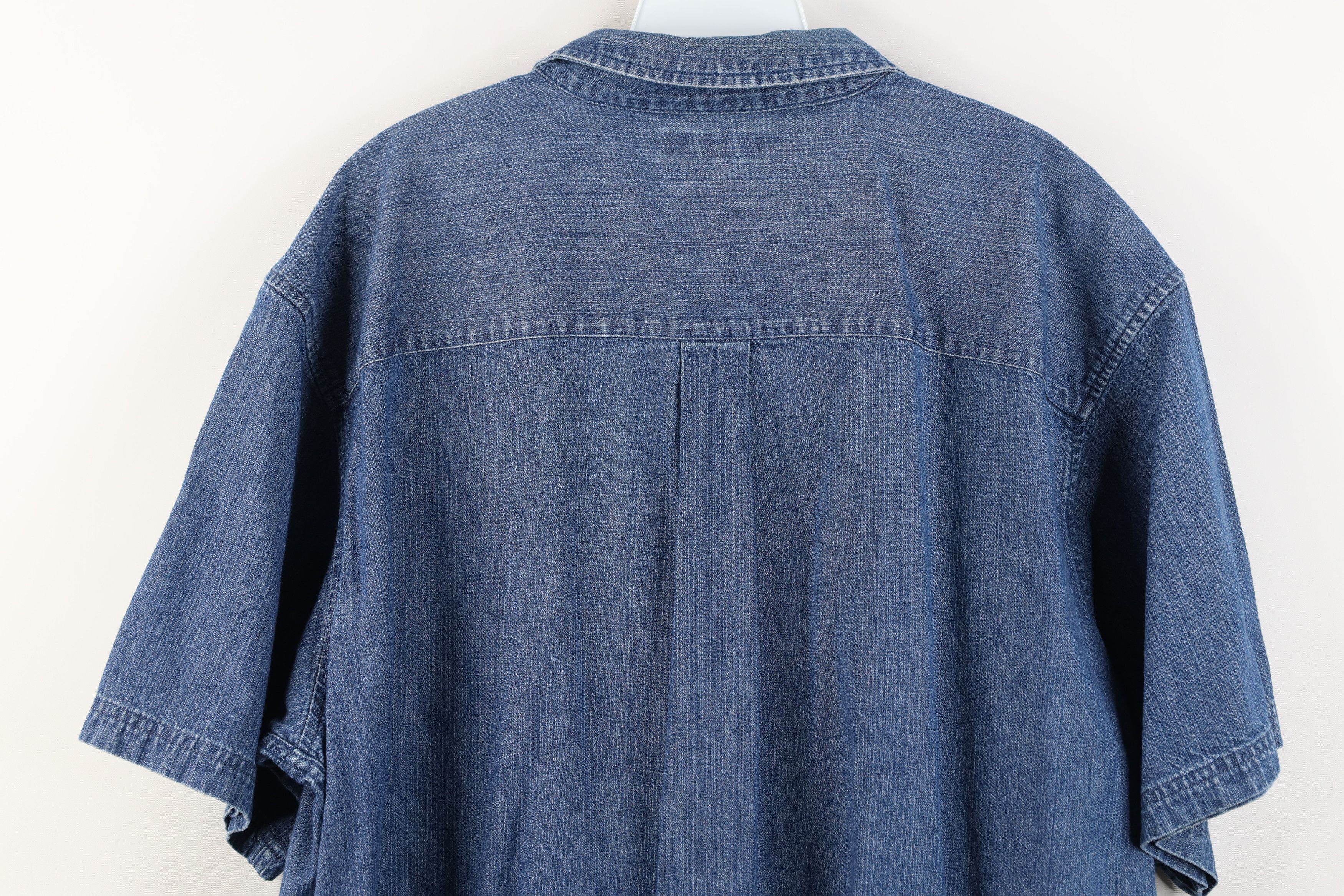 Vintage Vintage 90s Streetwear Short Sleeve Collared Denim Shirt Size US XL / EU 56 / 4 - 13 Thumbnail