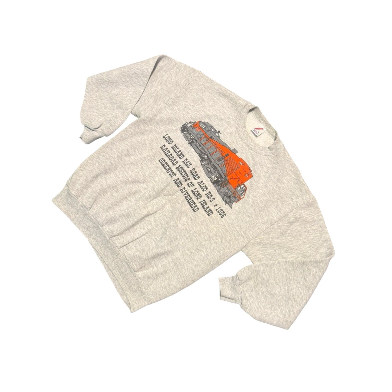 Jerzees VINTAGE Long Island Railroad (LIRR) ALCO RS-3 #1556 GRAY Sweatshirt L Navy Jersey Jerzees Unisex Adults Crew Neck Pullover Graphic Print Train 90s USA Size US L / EU 52-54 / 3 - 4 Thumbnail