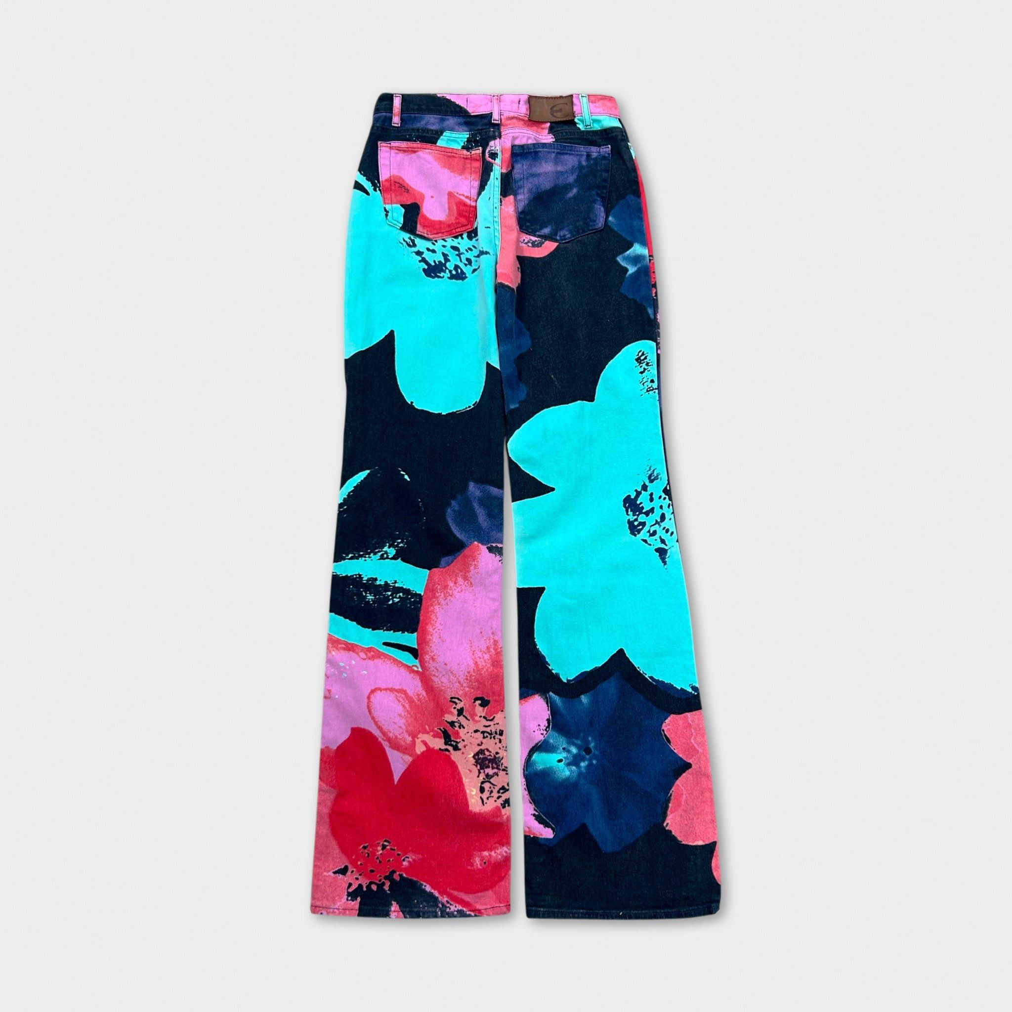 Just Cavalli Just Cavalli 2000s Floral Multicolor Flared Denim Pants Size US 28 / EU 44 - 6 Thumbnail