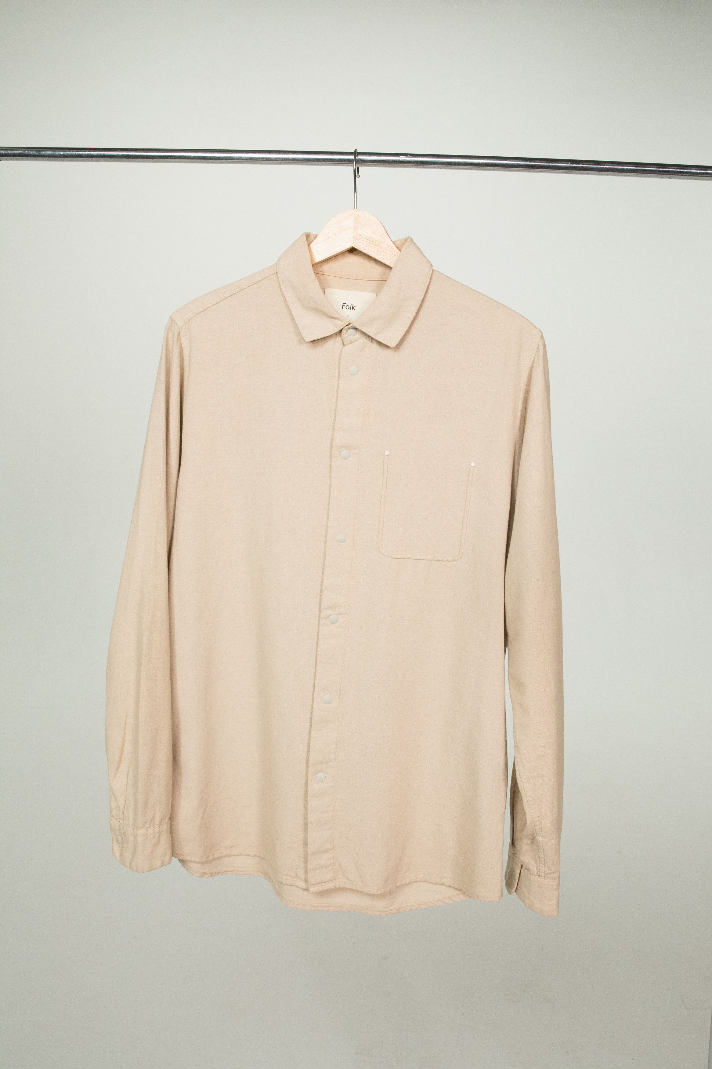 Folk Folk Flannel Pop Stud Shirt in Sand Size US S / EU 44-46 / 1 - 1 Thumbnail