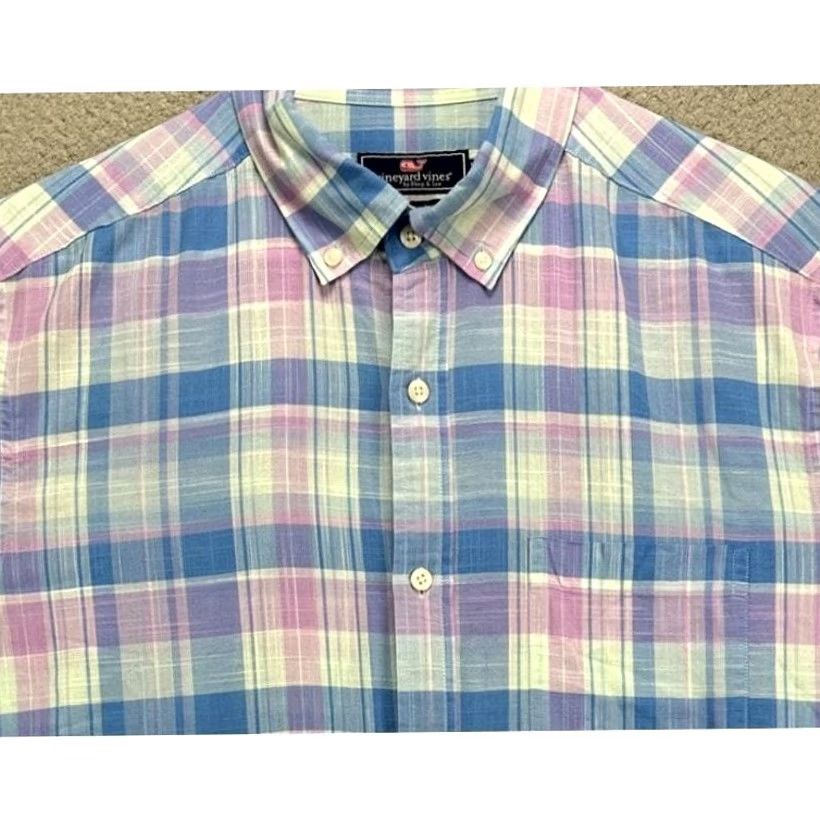 Vineyard Vines VINEYARD VINES Button-Down Shirt Men Large Blue Madras Plaid Classic Fit Murray Size US L / EU 52-54 / 3 - 3 Thumbnail