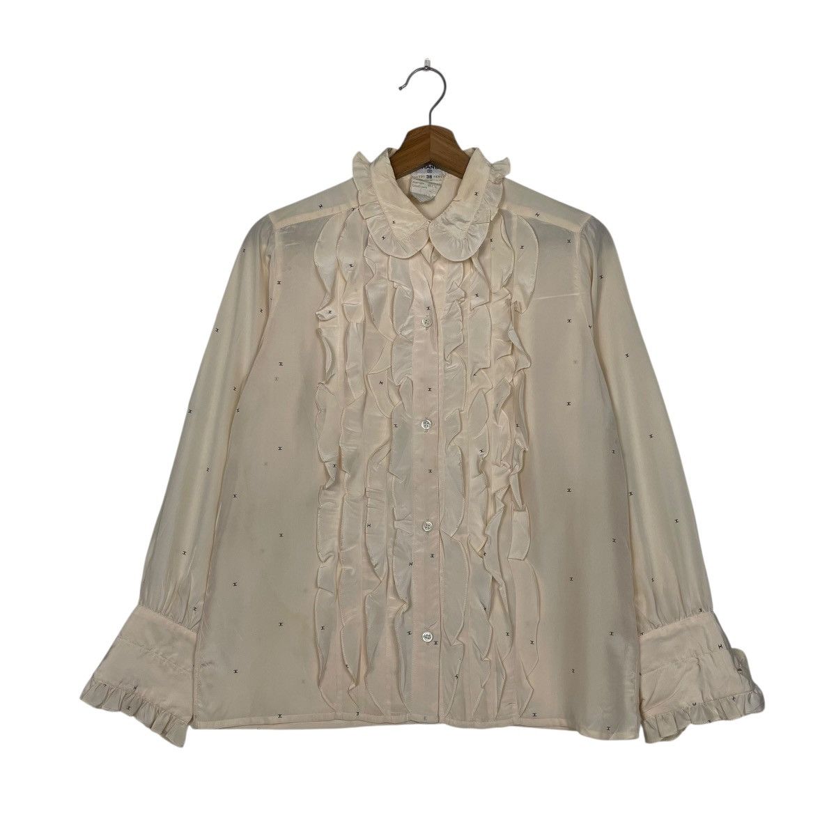 Chanel Vintage 80s Chanel Ruffle Silk Blouse Size XS / US 0-2 / IT 36-38 - 10 Thumbnail
