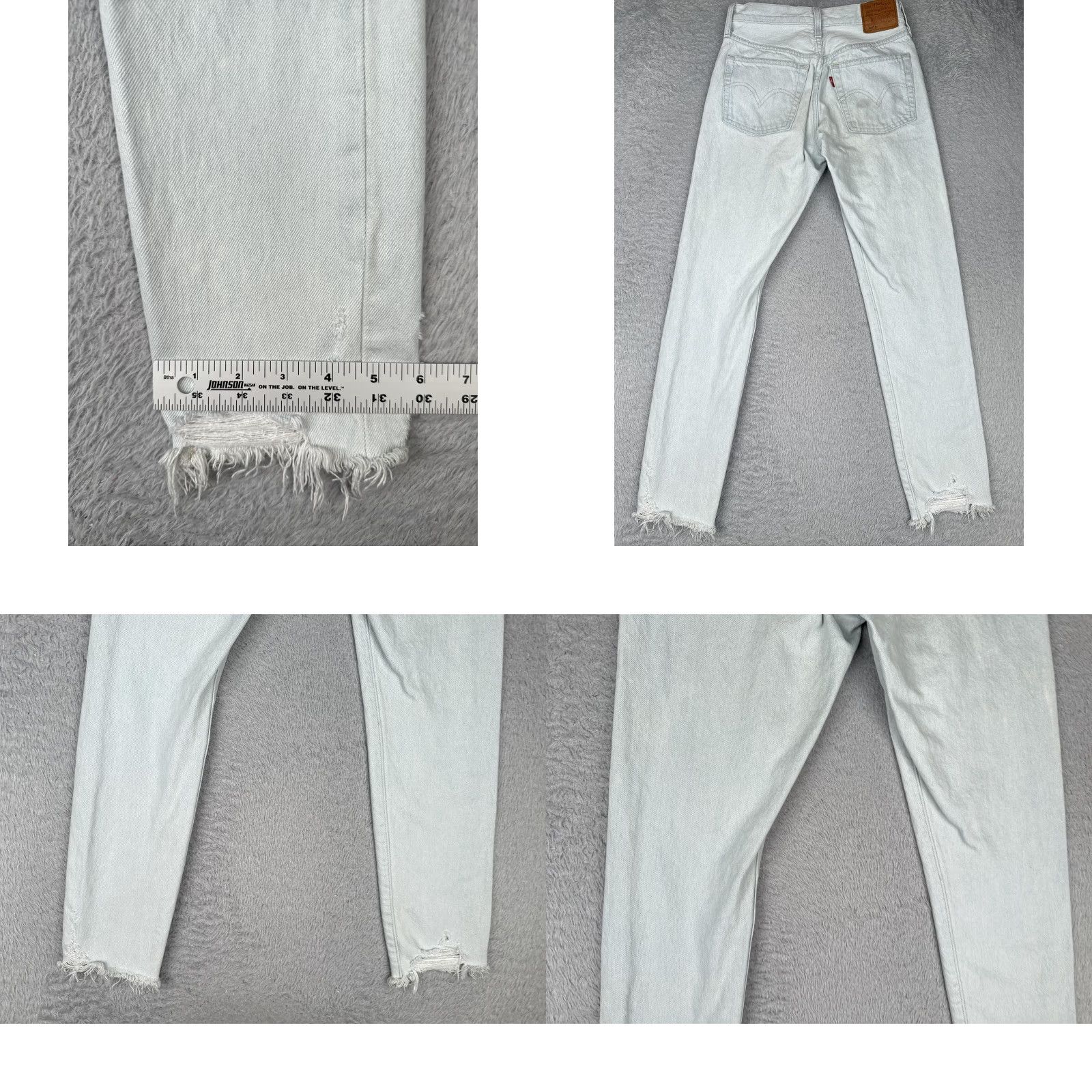 Levi's Levi's Jeans Womens 24x28 501 Skinny Distressed High Rise Button Fly Blue Vintage No N/A Size 42" / US 20 - 10 Thumbnail