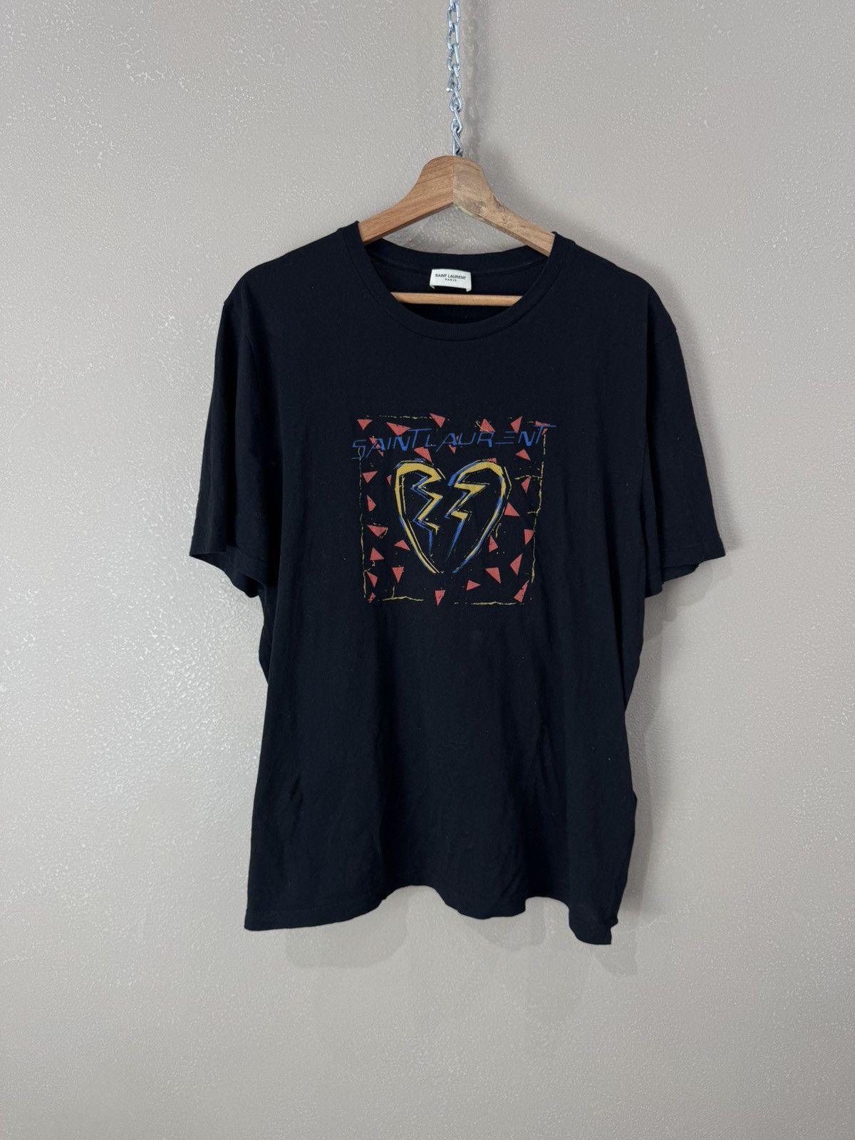 ☆【SAINT LAURENT】☆LOGO HEART SHORT SLEEVE T SHIR.T☆ SAINT LAURENT - Heart Printed Cotton Jersey T-shirt Saint