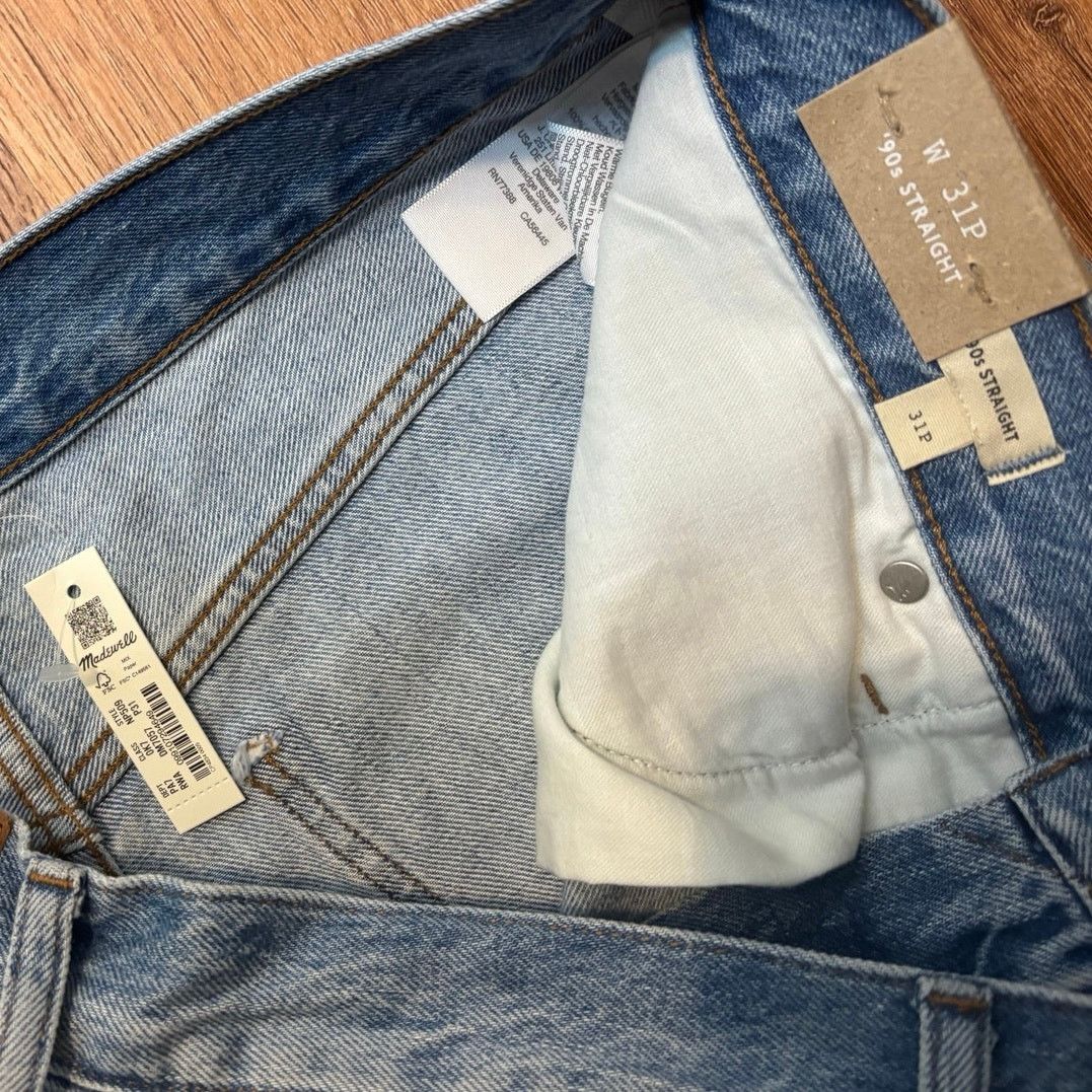 Madewell NWT Madewell The Petite '90s Straight Jean Revoir Wash 31P Size 31" - 7 Thumbnail