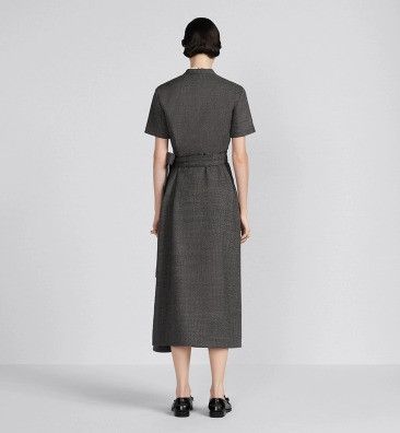 Dior o1w1db10824 Mid-Length Draped Dress in Grey Black Size XS / US 0-2 / IT 36-38 - 6 Thumbnail
