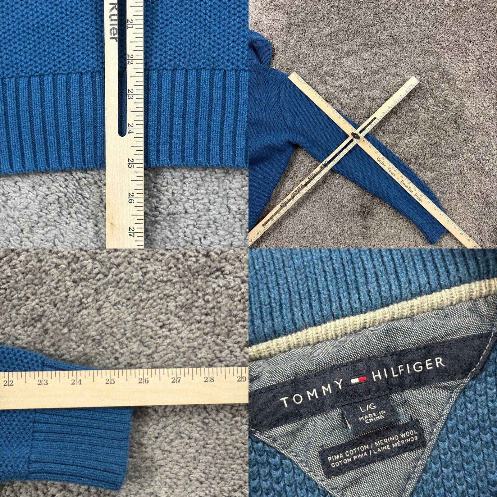 Tommy Hilfiger Tommy Hilfiger Sweater Mens L Blue Knit Merino Wool Pima Cotton Shawl Collar Logo Pullover Casual Size US L / EU 52-54 / 3 - 8 Thumbnail