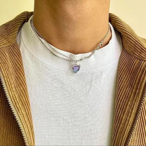 Jewelry y2k 2000s choker heart crystal star pendant silver necklace Size ONE SIZE - 6 Thumbnail