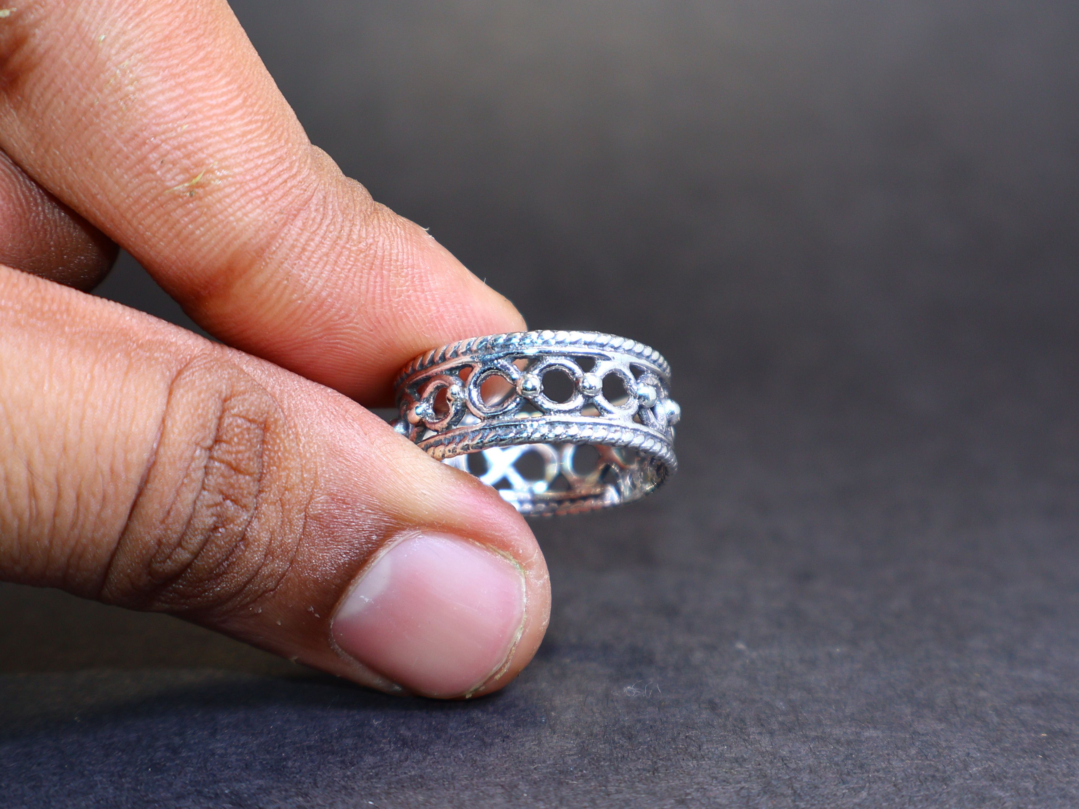 Handmade Wide band ring, Handmade Ring, Sterling Silver Women Ring, Size ONE SIZE - 8 Thumbnail