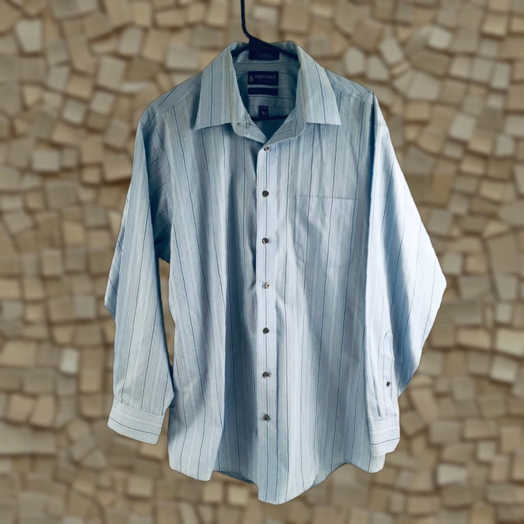 Stafford Stafford Essentials Shirt Men Size 34/35 Fitted Button Up Long Sleeve Stripes Size US S / EU 44-46 / 1 - 1 Thumbnail