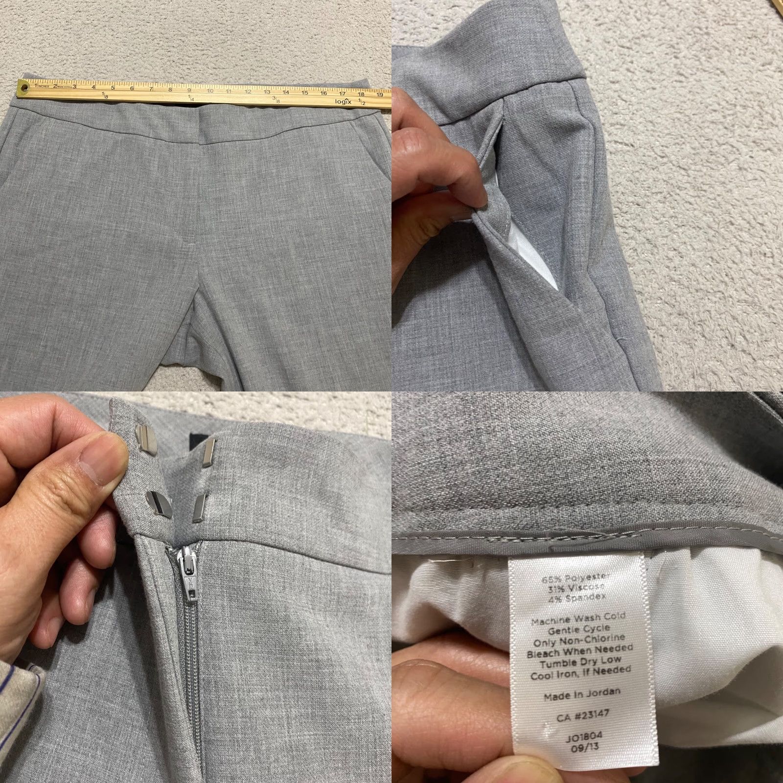 Talbots Talbots Dress Pants Womens Solid Gray Signature Straight High Rise Office/Workwear - 16 Regular Inseam 27 in Gray Front/Back Stretch Pant Size 38" / US 16 / IT 52 - 8 Thumbnail