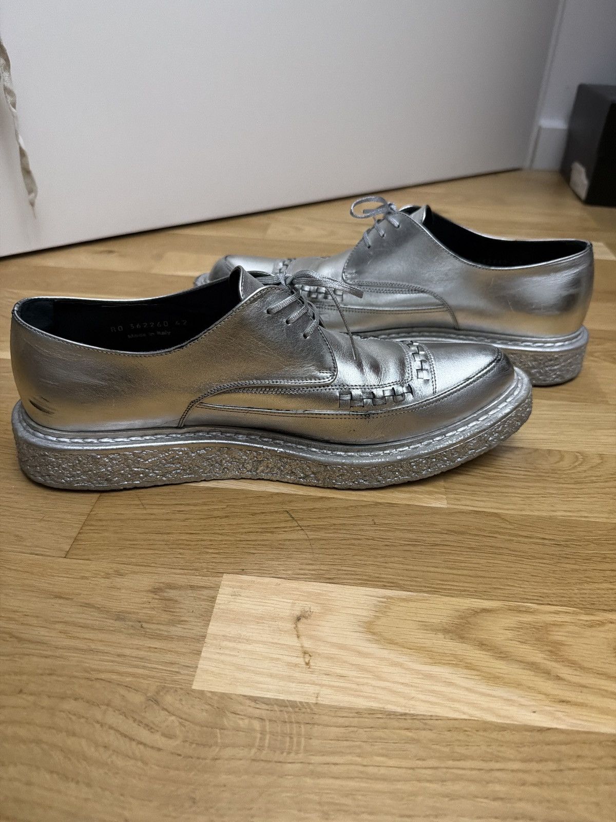 Saint Laurent Paris AW14 Hedi Slimane Silver Leather Creeper 42 Size US 9 / EU 42 - 9 Thumbnail