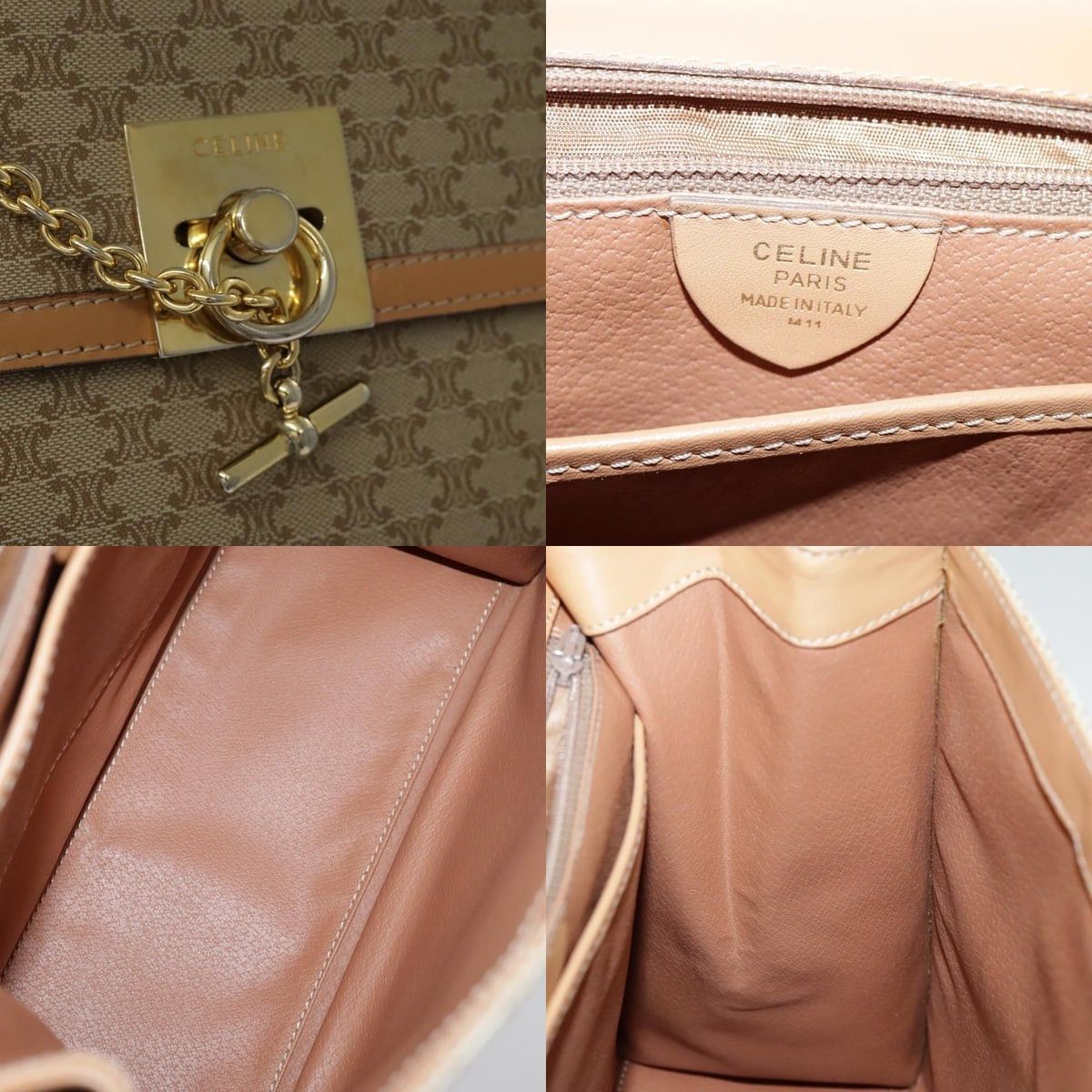 Celine CELINE Macadam Canvas Hand Bag Coated Canvas Beige Size ONE SIZE - 11 Thumbnail
