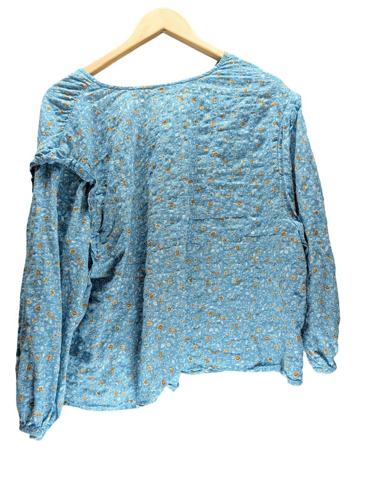 Analog a.n.a. Blouse Women 1X Plus V-Neck Peasant Floral Blue Size XL / US 12-14 / IT 48-50 - 2 Thumbnail