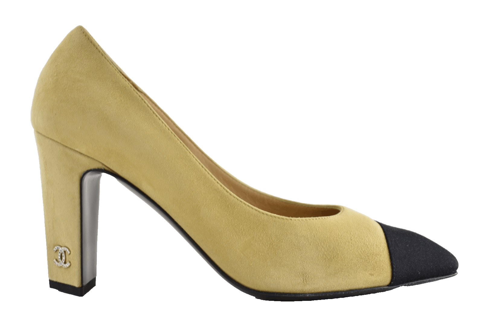Chanel 25A Suede Black Square CC Crystal Logo Heel Of Fame Pump 39 Size US 9 / IT 39 - 1 Thumbnail