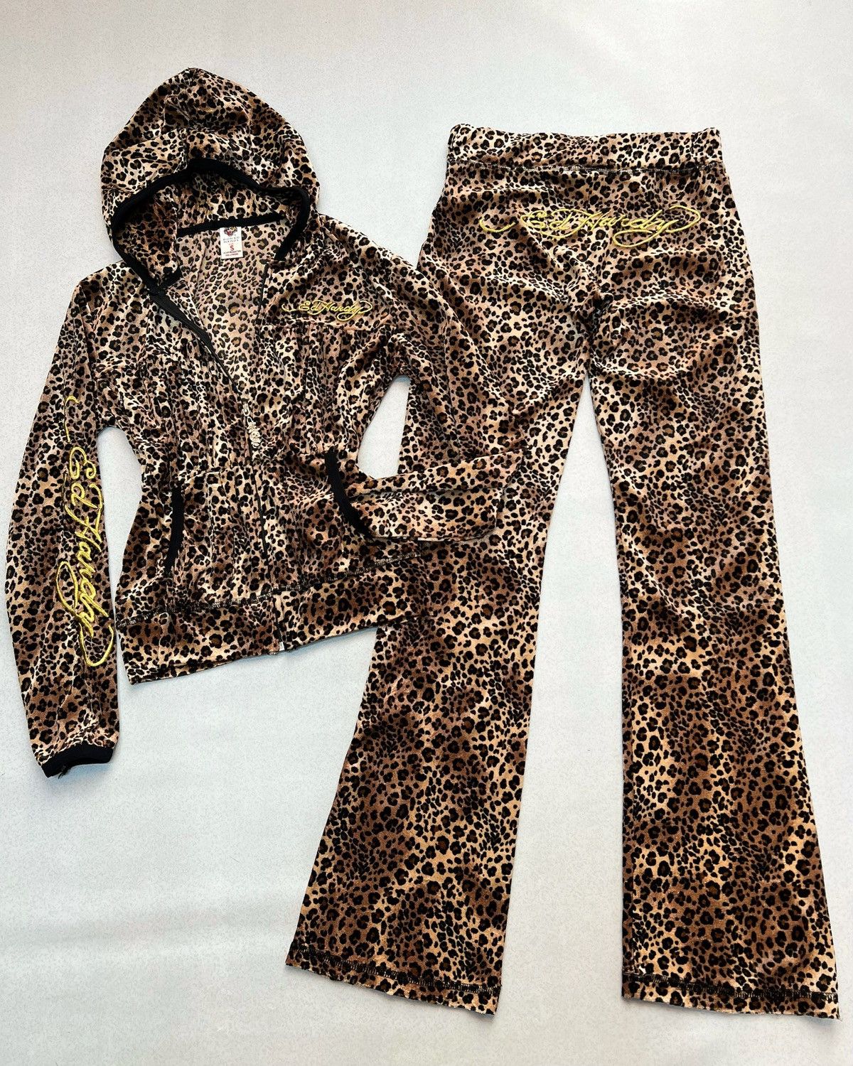 Ed Hardy Ed Hardy Leopard Printed Velvet Track Suit Size S / US 4 / IT 40 - 1 Thumbnail