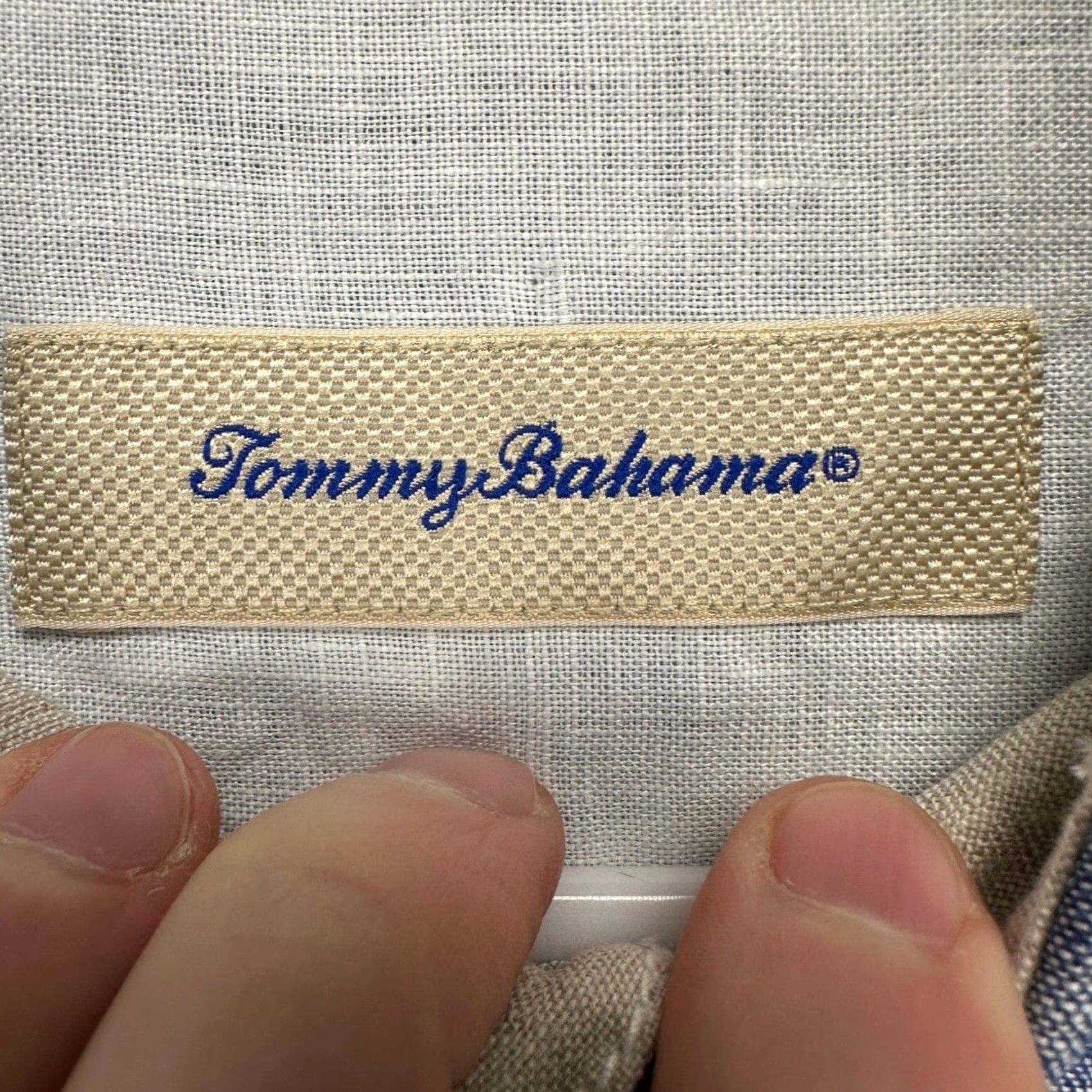 Tommy Bahama Tommy Bahama Button Up Shirt Mens Large Blue Short Sleeve Linen Pocket Logo 100% Linen Shirt Button-Up Casual Breathable Vel Size US L / EU 52-54 / 3 - 4 Thumbnail