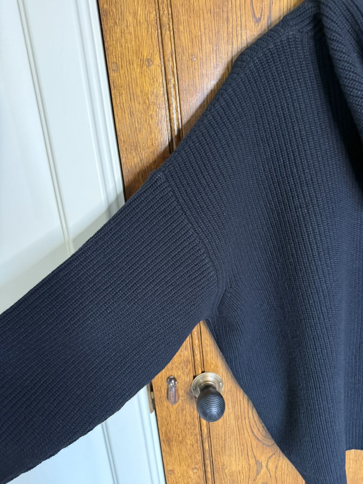 Celine $2k Celine hoodie sweater leather logo black wool Hedi S M Size US S / EU 44-46 / 1 - 23 Thumbnail