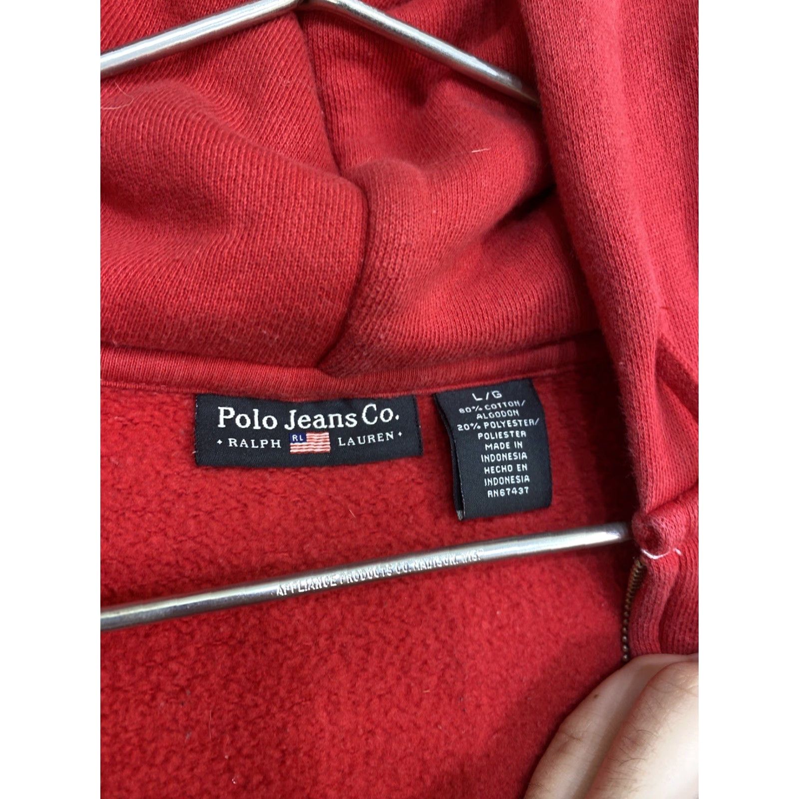 Polo Ralph Lauren VINTAGE Polo Ralph Lauren Hoodie Womens Large Full Zip Sweatshirt Crop 90s Polo Ralph Lauren Logo Red Knit Zip Pockets Hooded Casual Womens Size L / US 10 / IT 46 - 5 Thumbnail