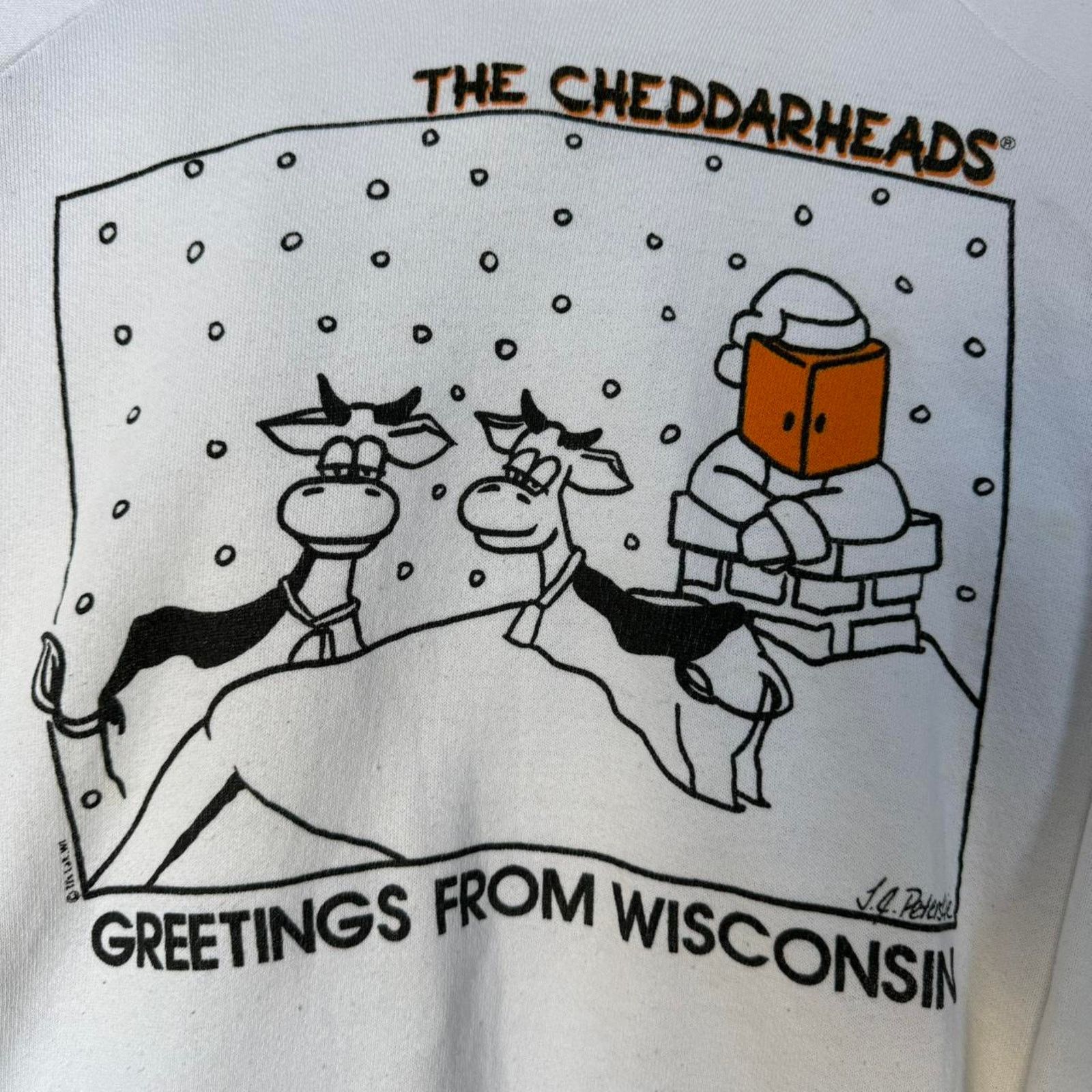 Fruit Of The Loom Vintage 90s Cheddarheads Greetings From Wisconsin Sweatshirt Size US XL / EU 56 / 4 - 5 Thumbnail