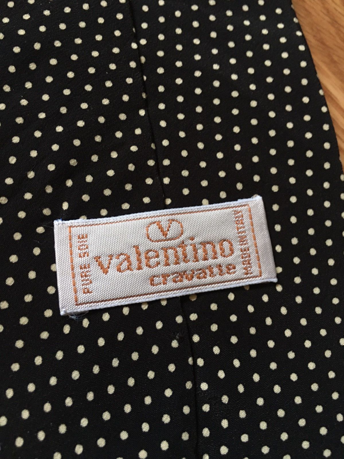 Valentino × Vintage VALENTINO Cravatte Black White Polka Dots Silk Mens Tie Size ONE SIZE - 3 Thumbnail