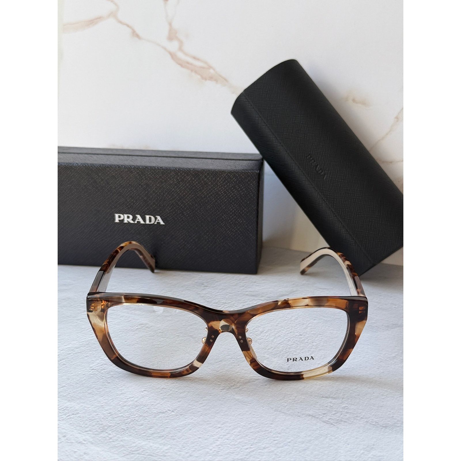 Prada NEW Prada PR B11VD Tortoise Brown Cat Eye Eyeglasses Frames Size ONE SIZE - 4 Thumbnail