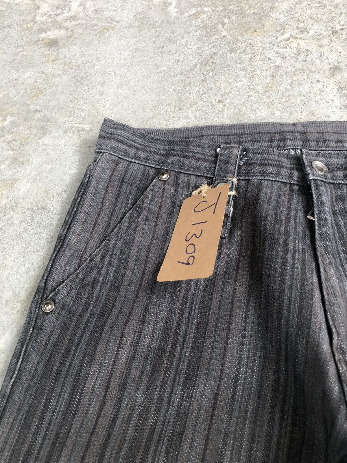 semanticdesign Japanese Semantic Design Flared Distressed Hickory Stripe Size US 29 - 14 Thumbnail