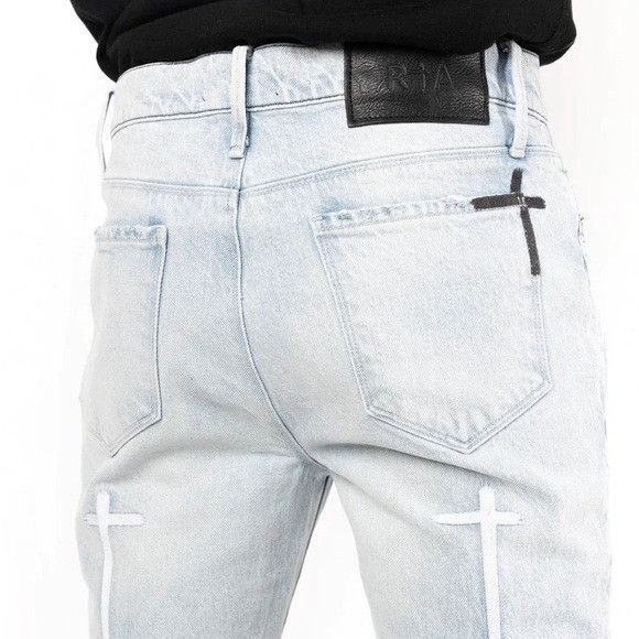 $385 NWT RtA BRYANY SINNERS LT BLUE MID RISE SKINNY JEANS 32