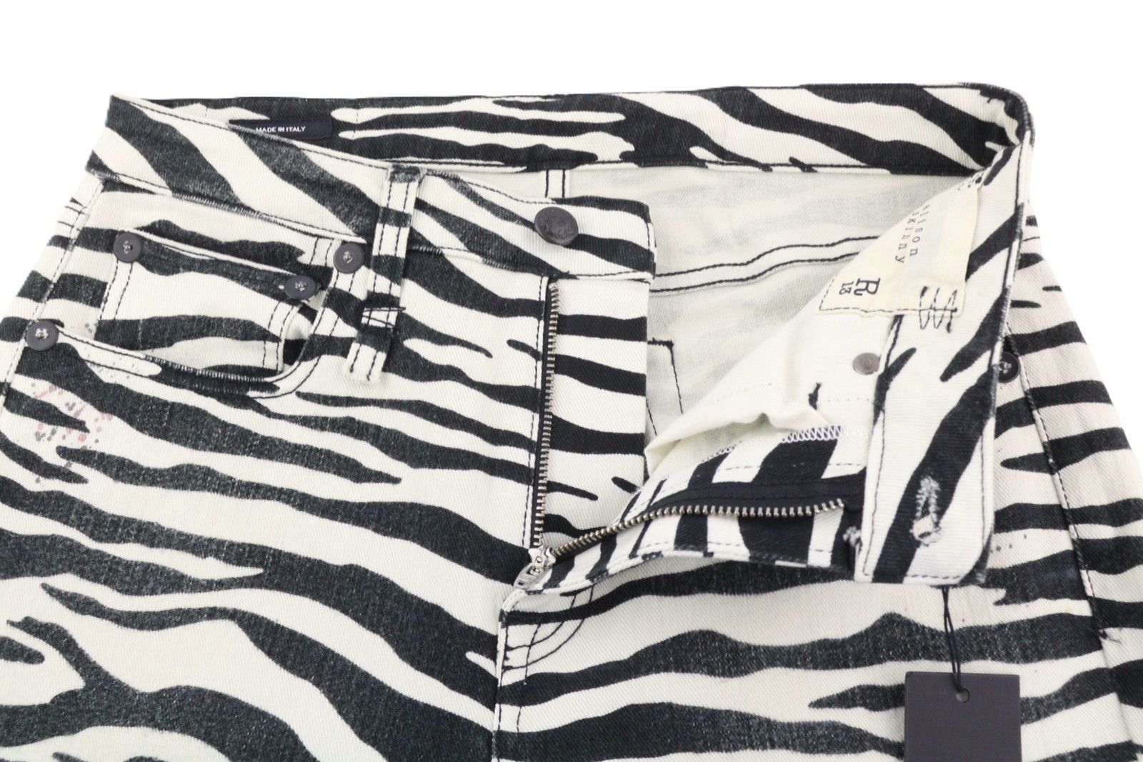 R13 ALISON SKINNY 27 Zebra Print Denim Zip Jeans 85833 Size 27" / US 4 / IT 40 - 4 Thumbnail