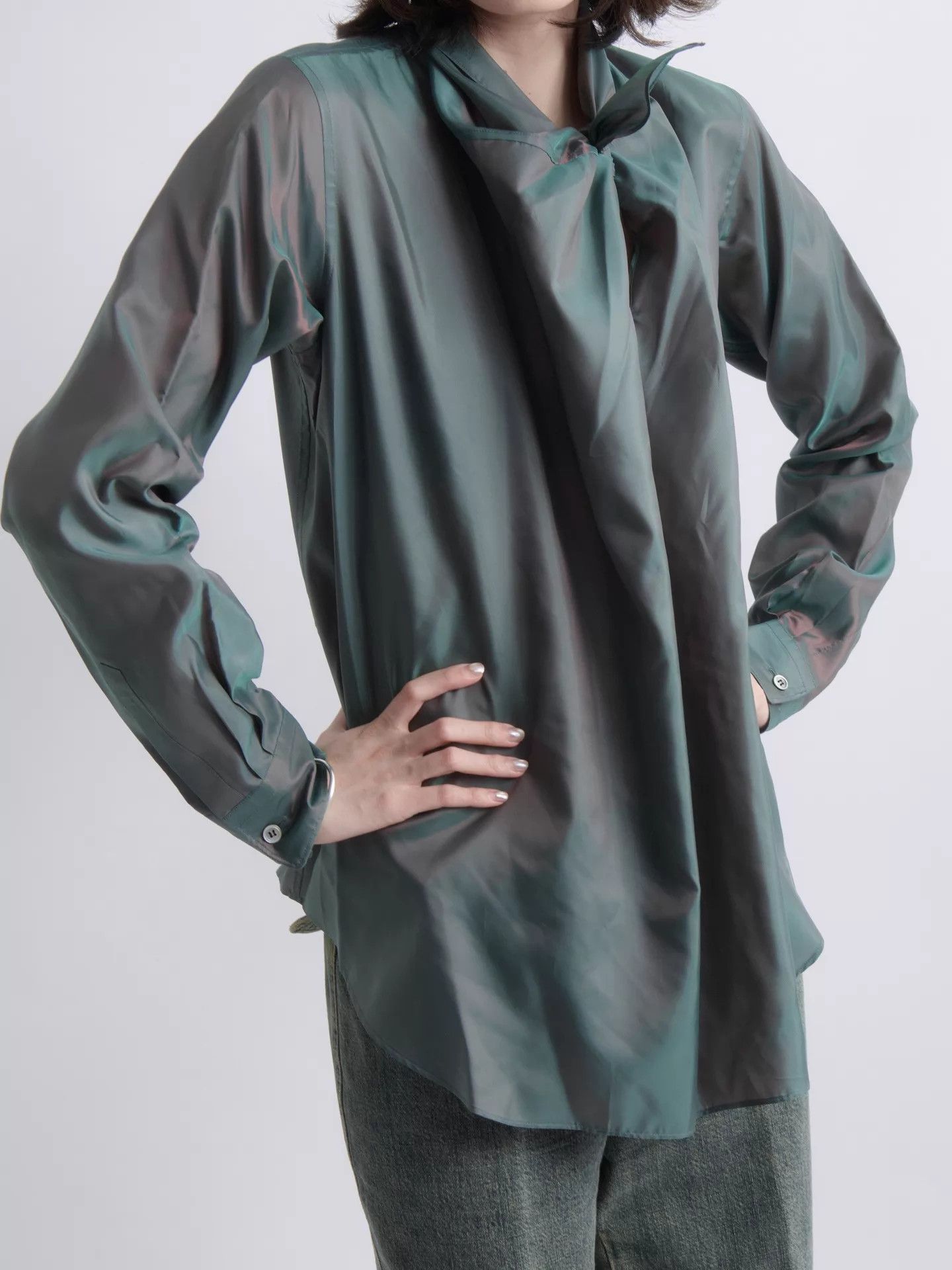 Junya Watanabe JUNYA WATANABE 2003 Experimental Pearl Scarf Collar Shirt Size M / US 6-8 / IT 42-44 - 7 Thumbnail