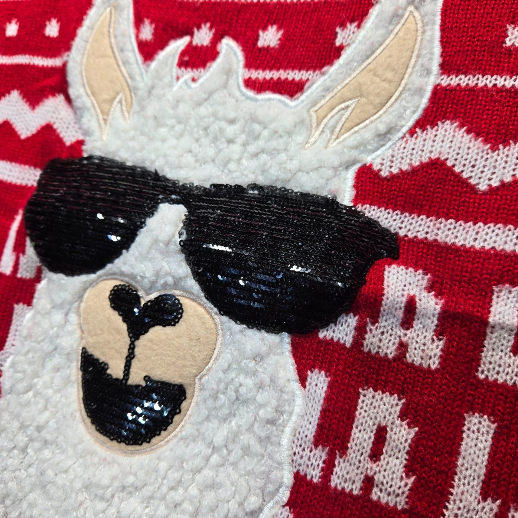 Bell Jolly Sweaters Christmas sweater with Lama in Sunglasses Bell Ugly Sweater Holiday Womens Large Size L / US 10 / IT 46 - 3 Thumbnail